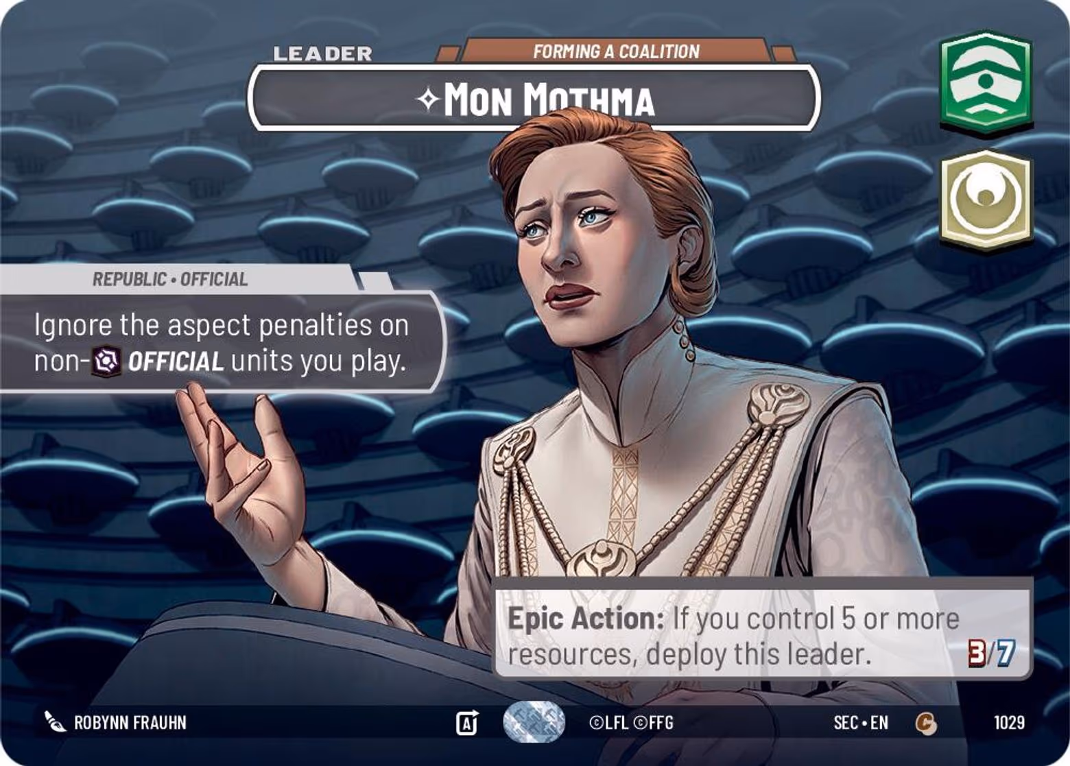Mon Mothma - Forming a Coalition SEC-1029 Showcase Star Wars Unlimited card