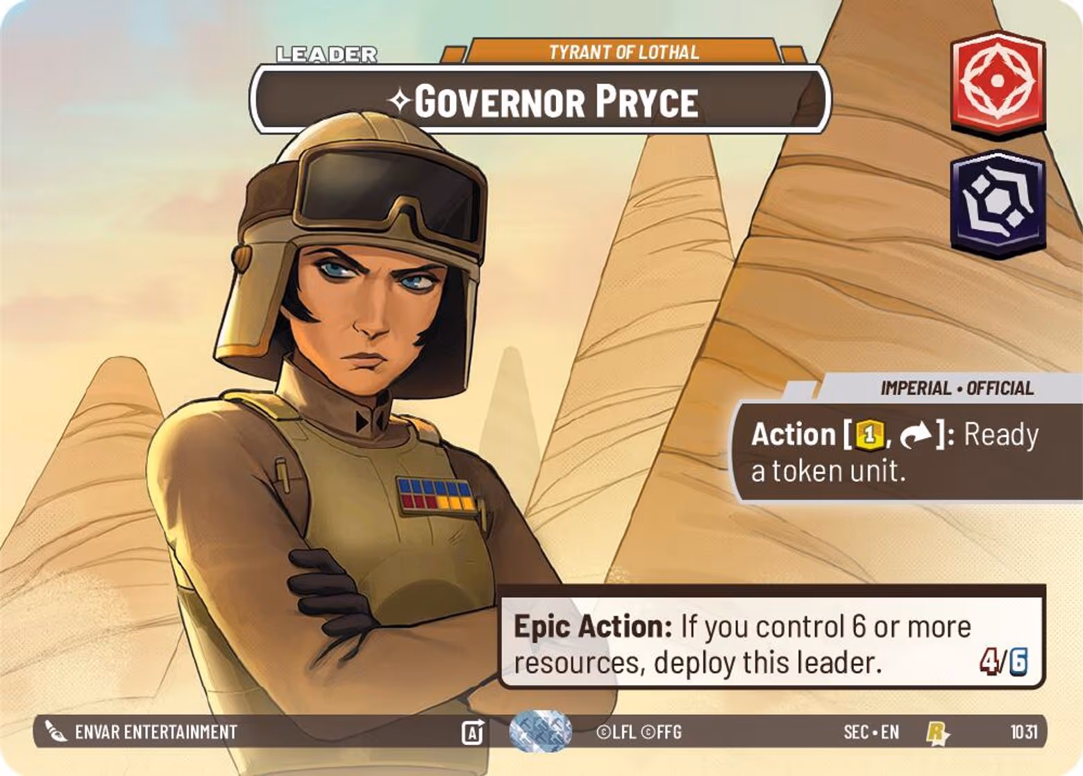 Governor Pryce - Tyrant of Lothal SEC-1031 Showcase Star Wars Unlimited card