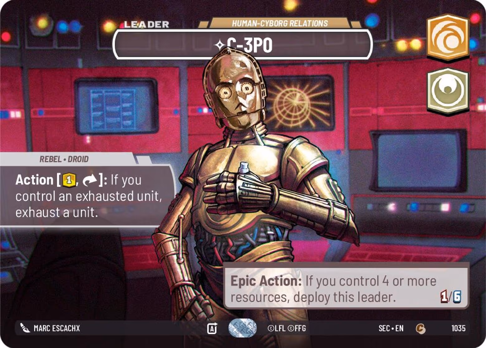 C-3P0 - Human-Cyborg Relations SEC-1035 Showcase Star Wars Unlimited card