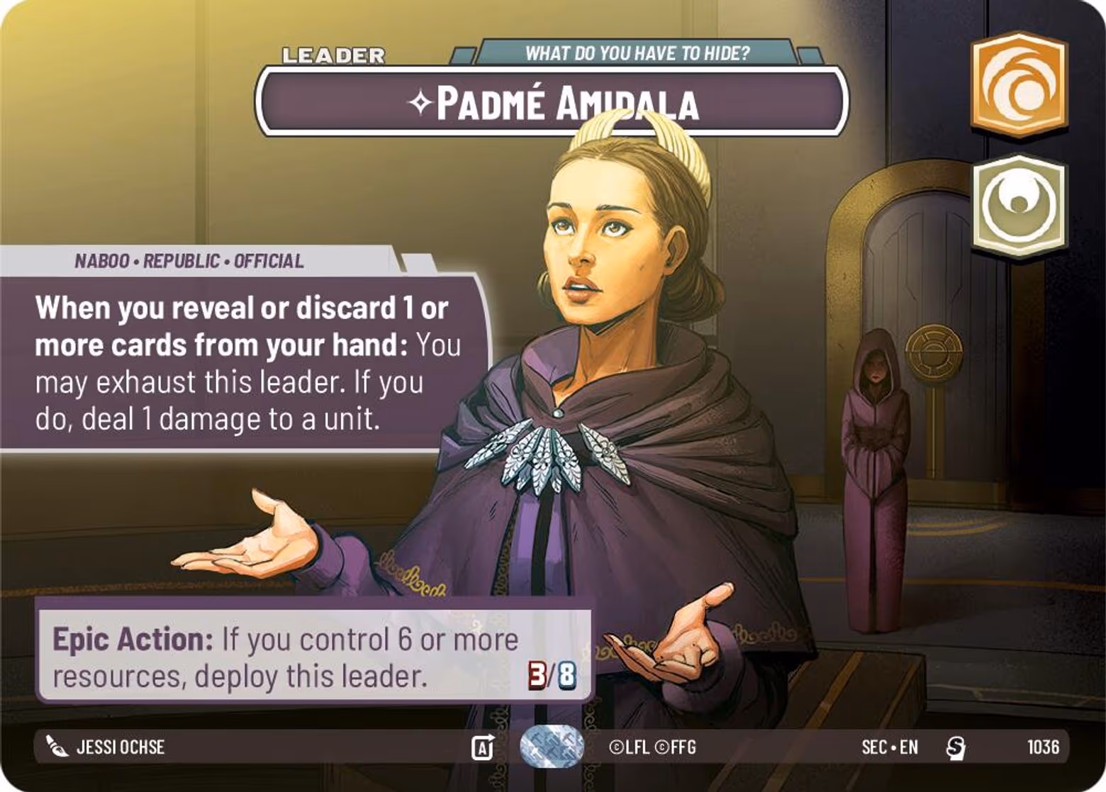 Padmé Amidala - What Do You Have to Hide? SEC-1036 Showcase Star Wars Unlimited card