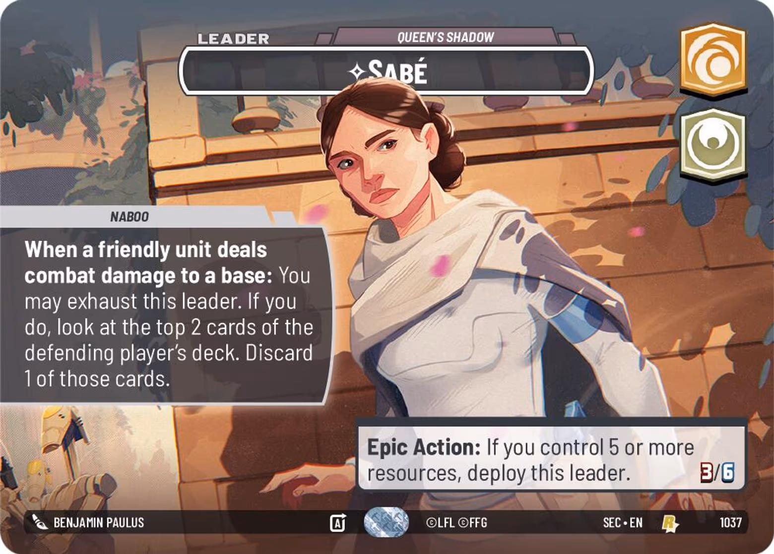 Sabé - Queen's Shadow SEC-1037 Showcase Star Wars Unlimited card