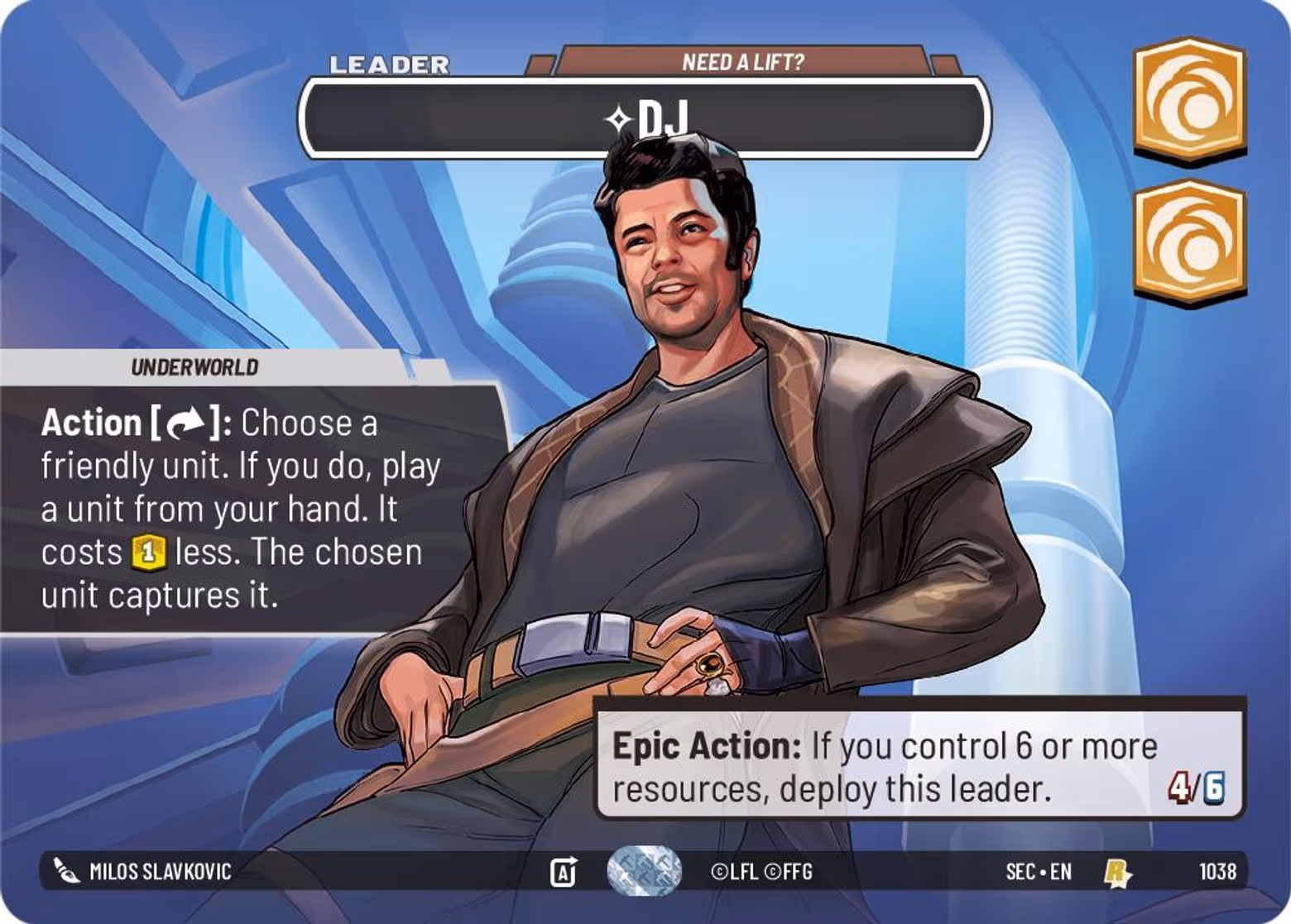DJ - Need a Lift? SEC-1038 Showcase Star Wars Unlimited card