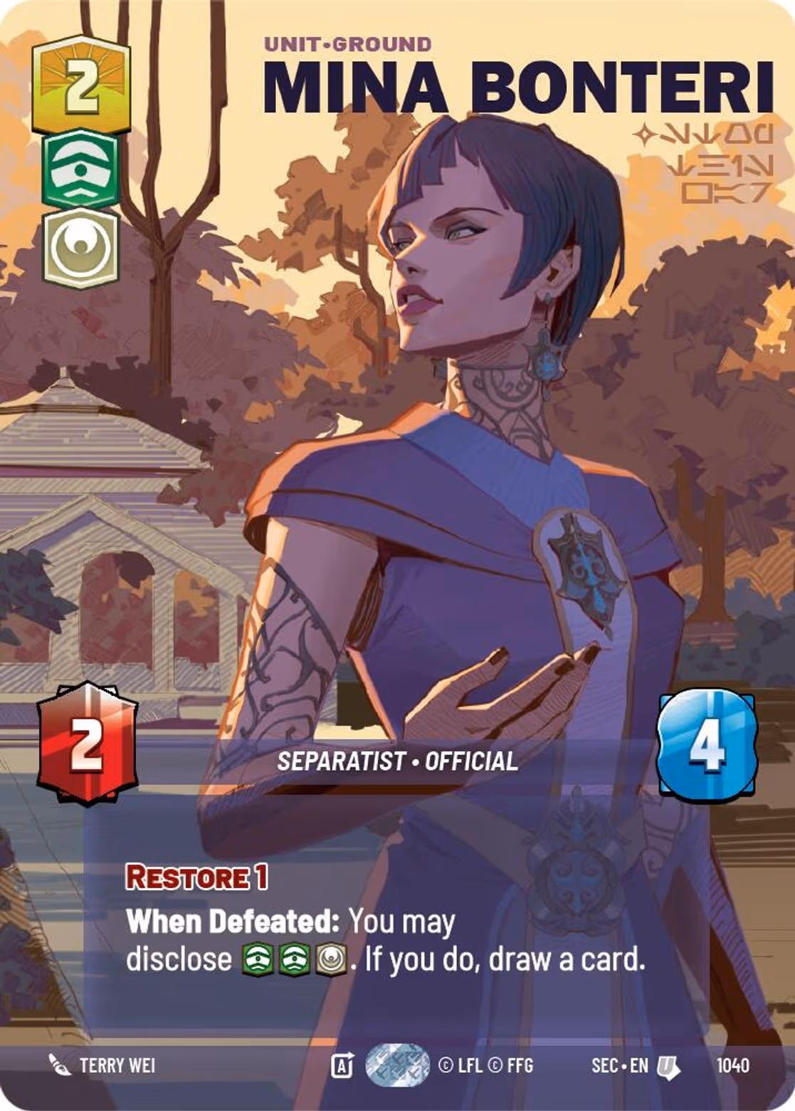 Mina Bonteri - Stop This War SEC-1040 Prestige Star Wars Unlimited card