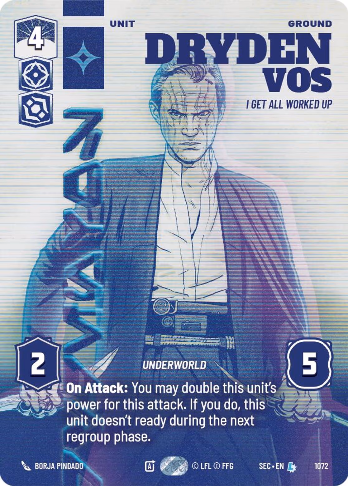 Dryden Vos - I Get All Worked Up SEC-1072 Prestige Star Wars Unlimited card