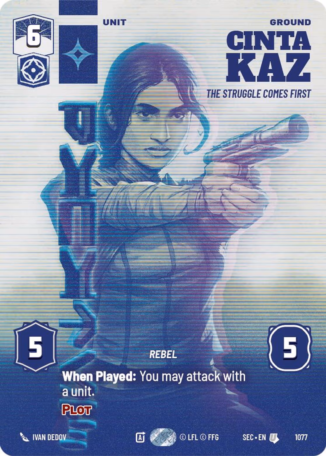 Cinta Kaz - The Struggle Comes First SEC-1077 Prestige Star Wars Unlimited card