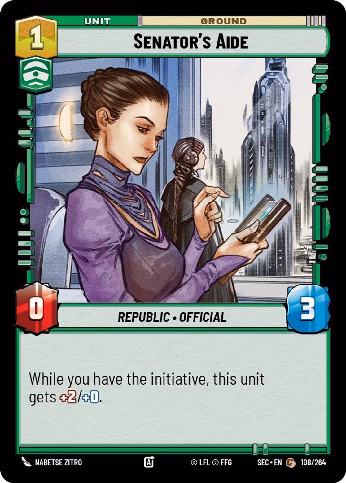 Senator's Aide SEC-108 Star Wars Unlimited card