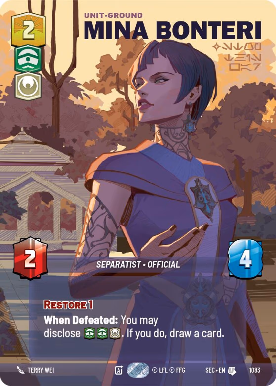Mina Bonteri - Stop This War SEC-1083 Prestige Foil Star Wars Unlimited card