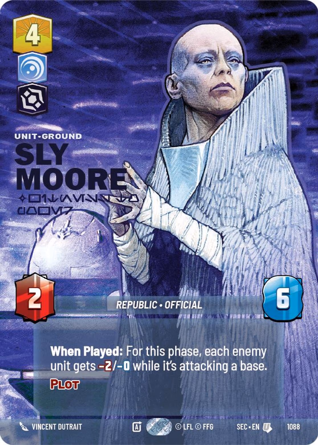 Sly Moore - Witness to Power SEC-1088 Prestige Foil Star Wars Unlimited card