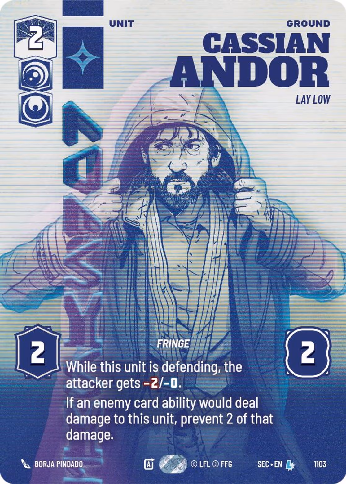 Cassian Andor - Lay Low SEC-1103 Prestige Foil Star Wars Unlimited card