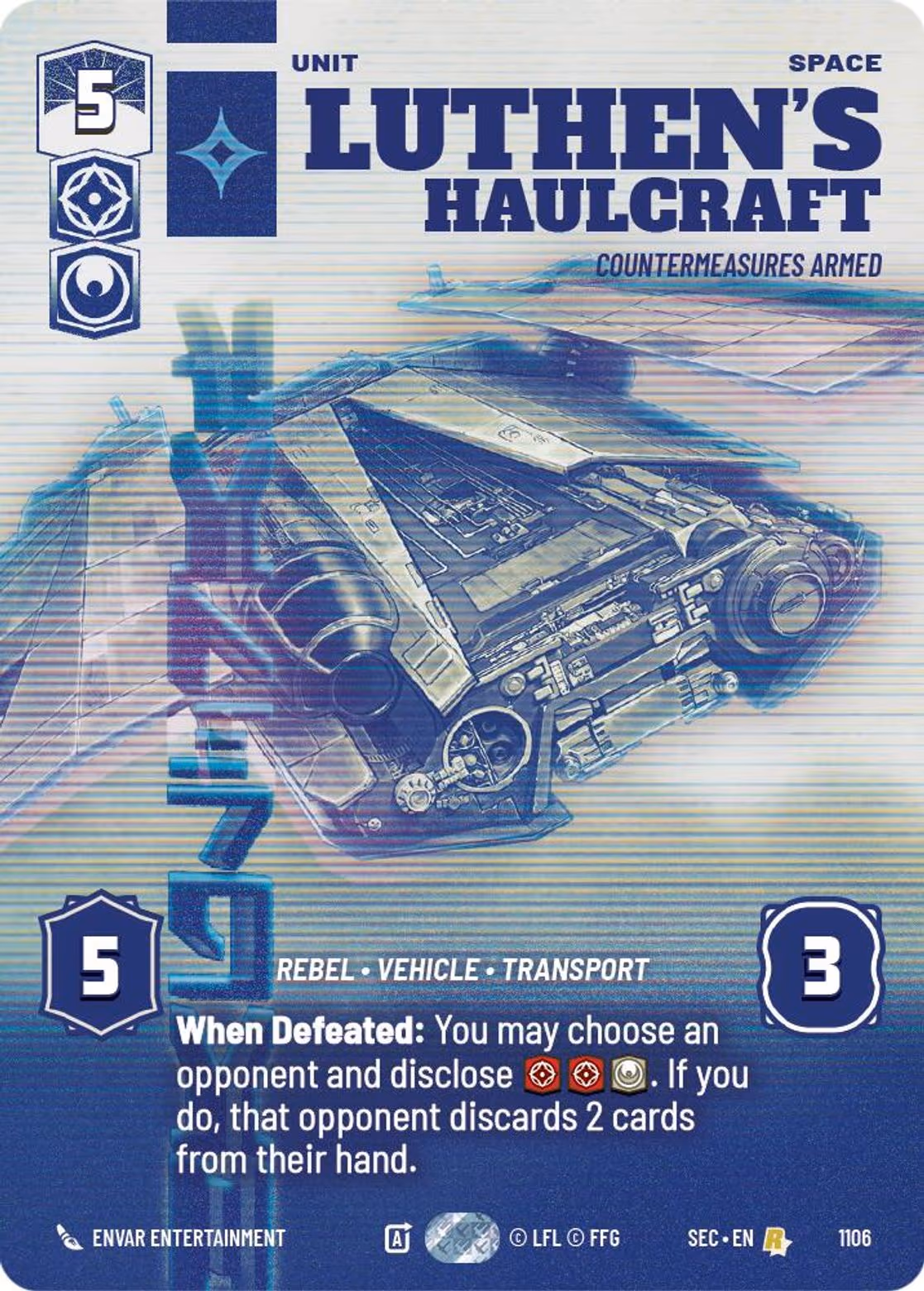 Luthen's Haulcraft - Countermeasures Armed SEC-1106 Prestige Foil Star Wars Unlimited card