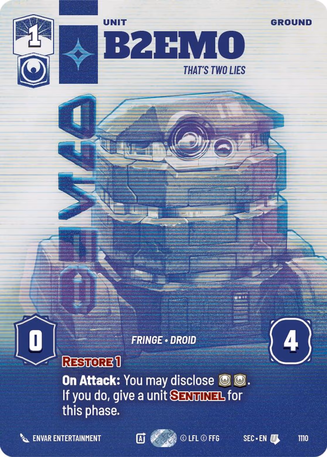 B2EM0 - That's Two Lies SEC-1110 Prestige Foil Star Wars Unlimited card