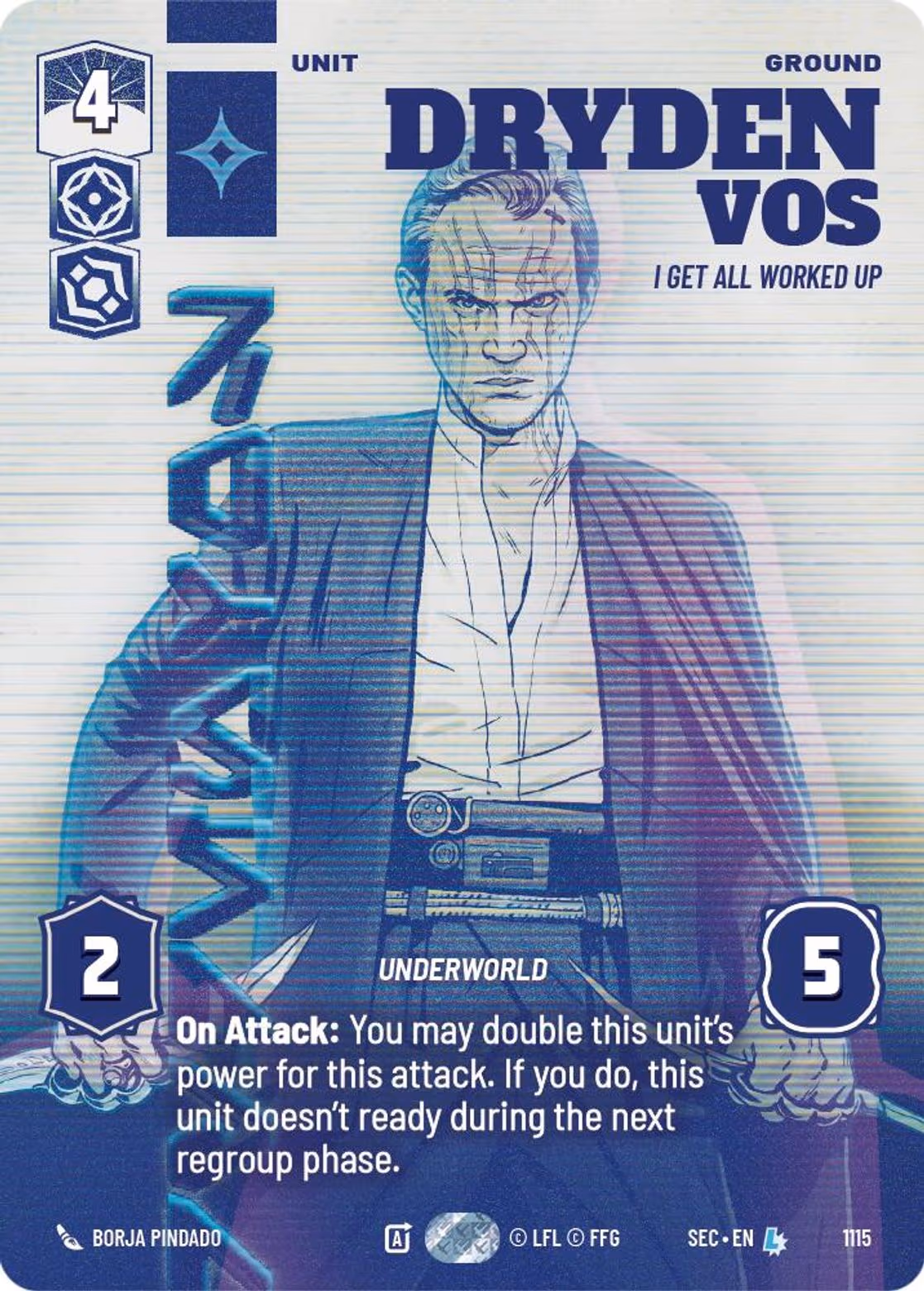 Dryden Vos - I Get All Worked Up SEC-1115 Prestige Foil Star Wars Unlimited card