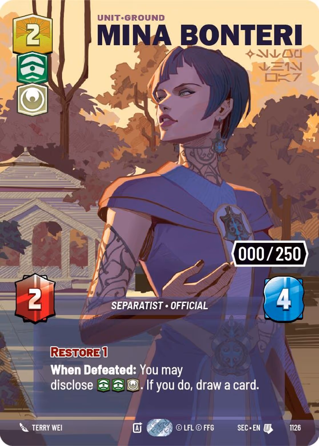 Mina Bonteri - Stop This War SEC-1126 Prestige Serialized Star Wars Unlimited card