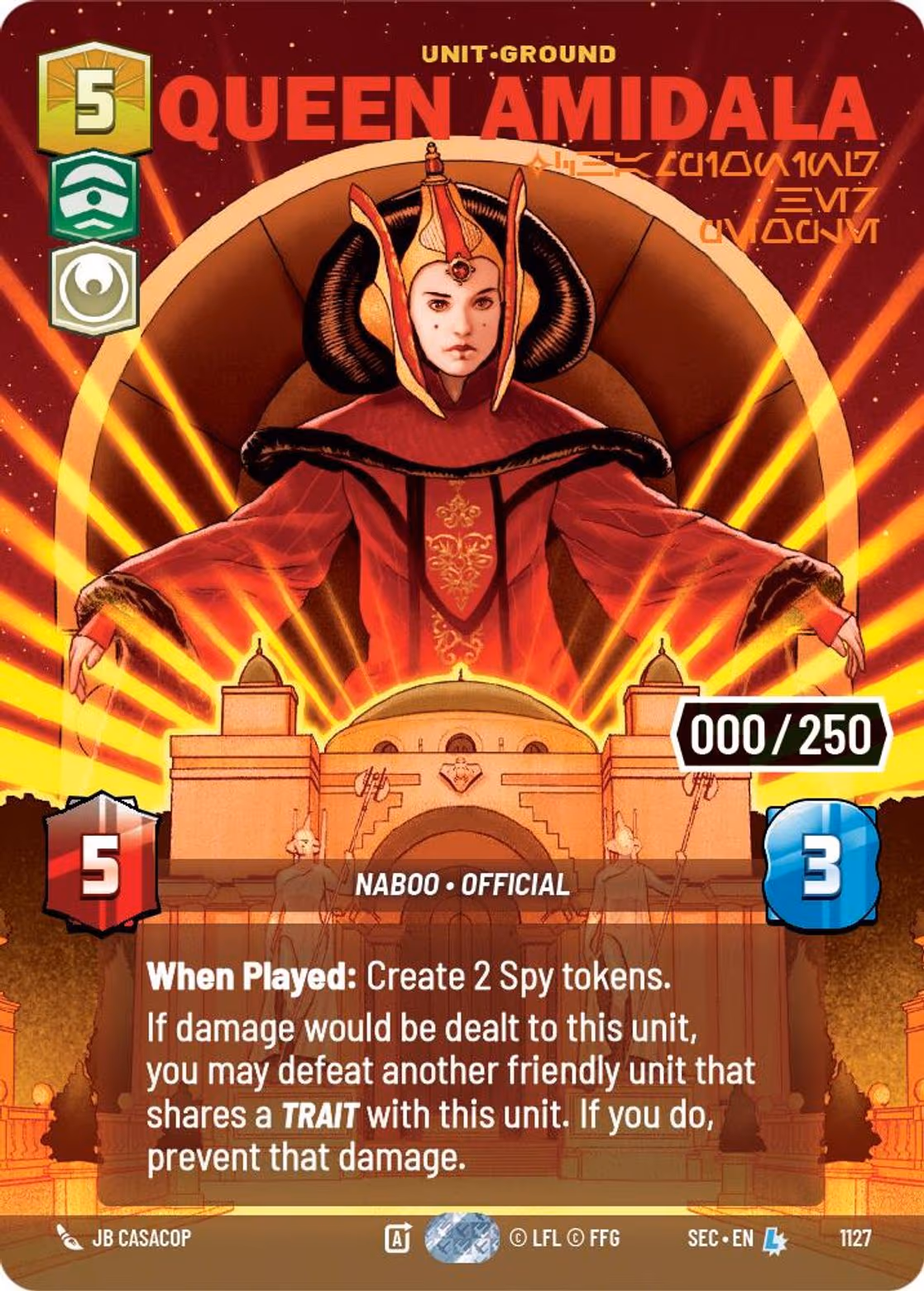 Queen Amidala - Championing Her People SEC-1127 Prestige Serialized Star Wars Unlimited card