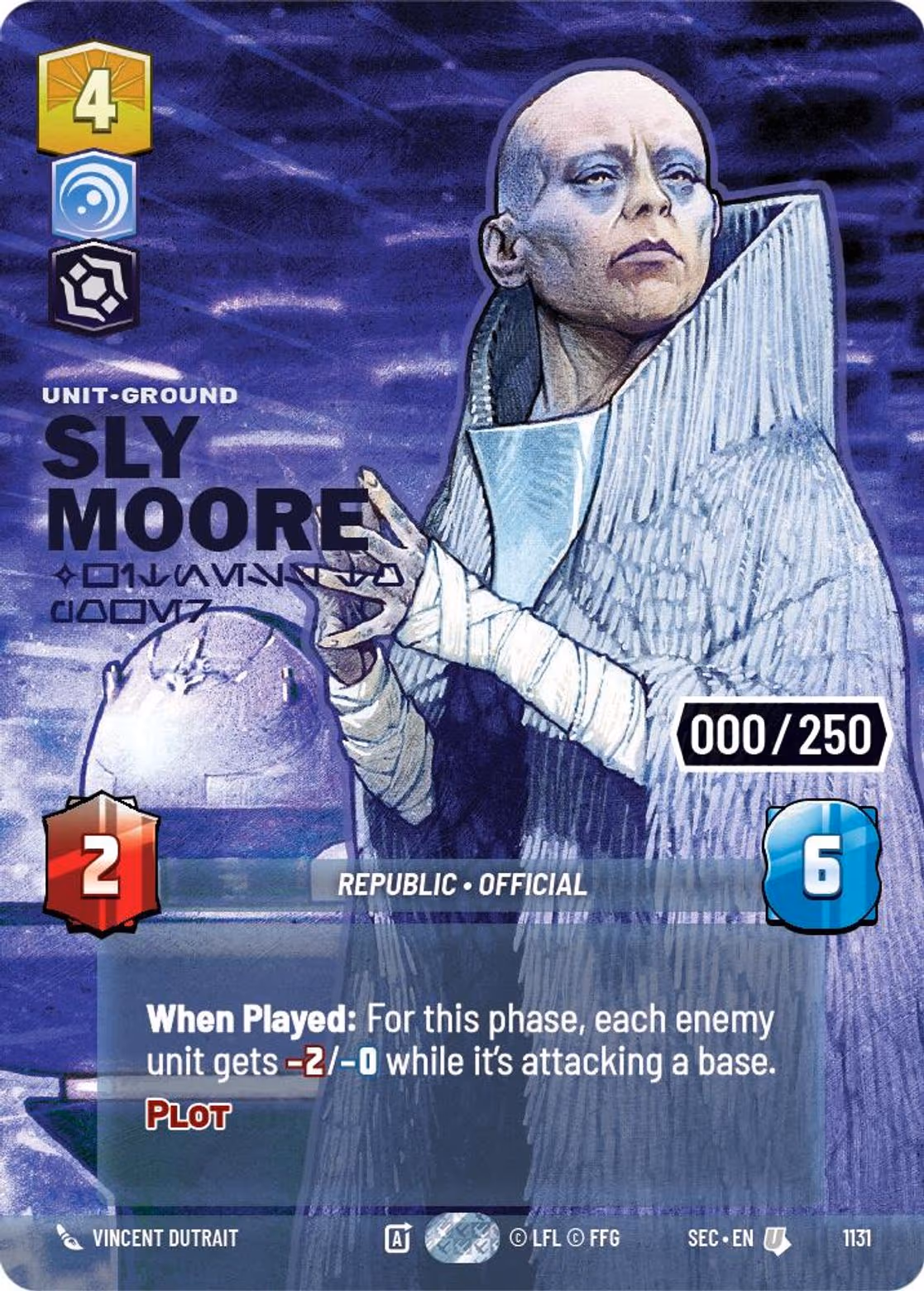 Sly Moore - Witness to Power SEC-1131 Prestige Serialized Star Wars Unlimited card