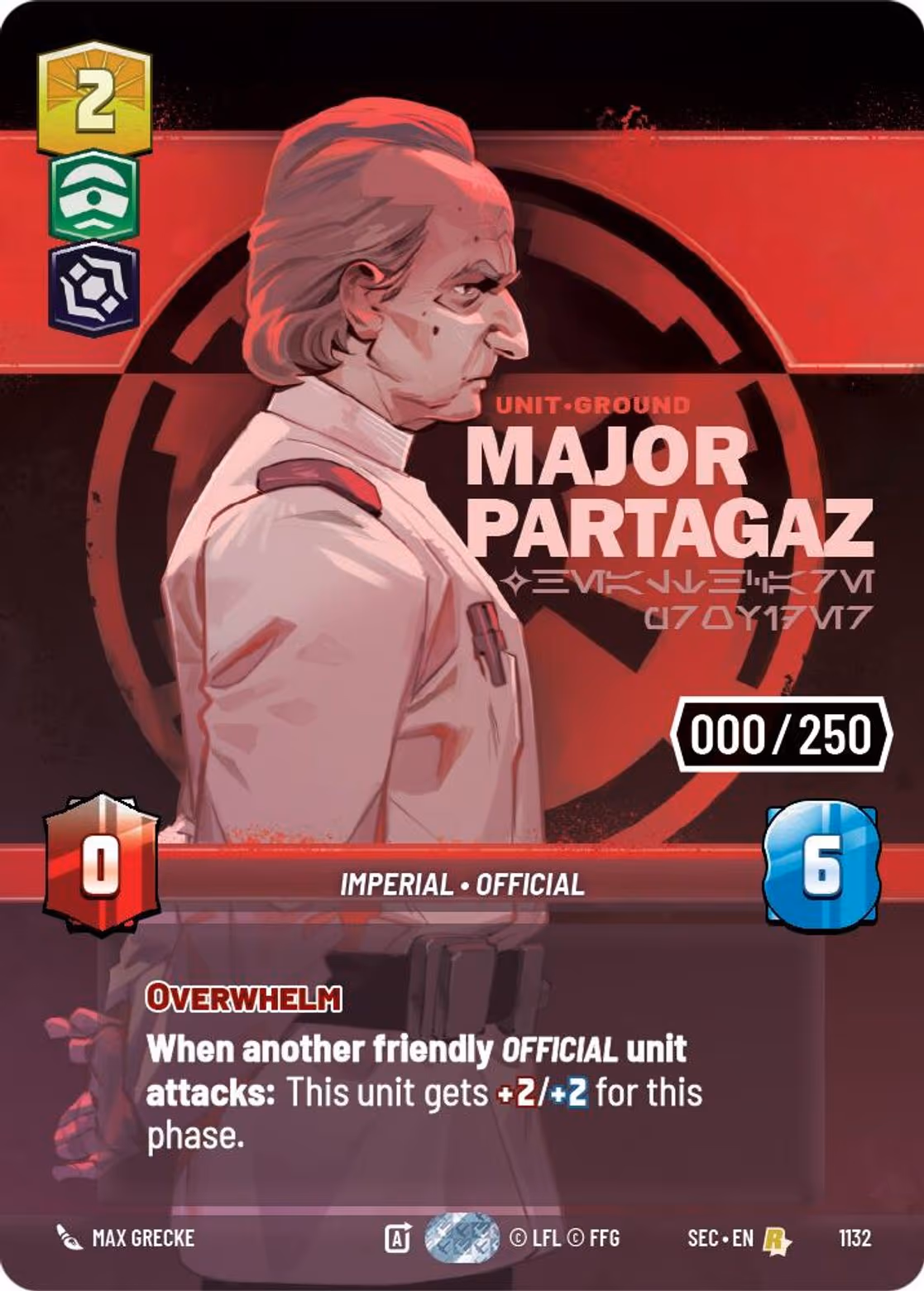 Major Partagaz - Healthcare Provider SEC-1132 Prestige Serialized Star Wars Unlimited card