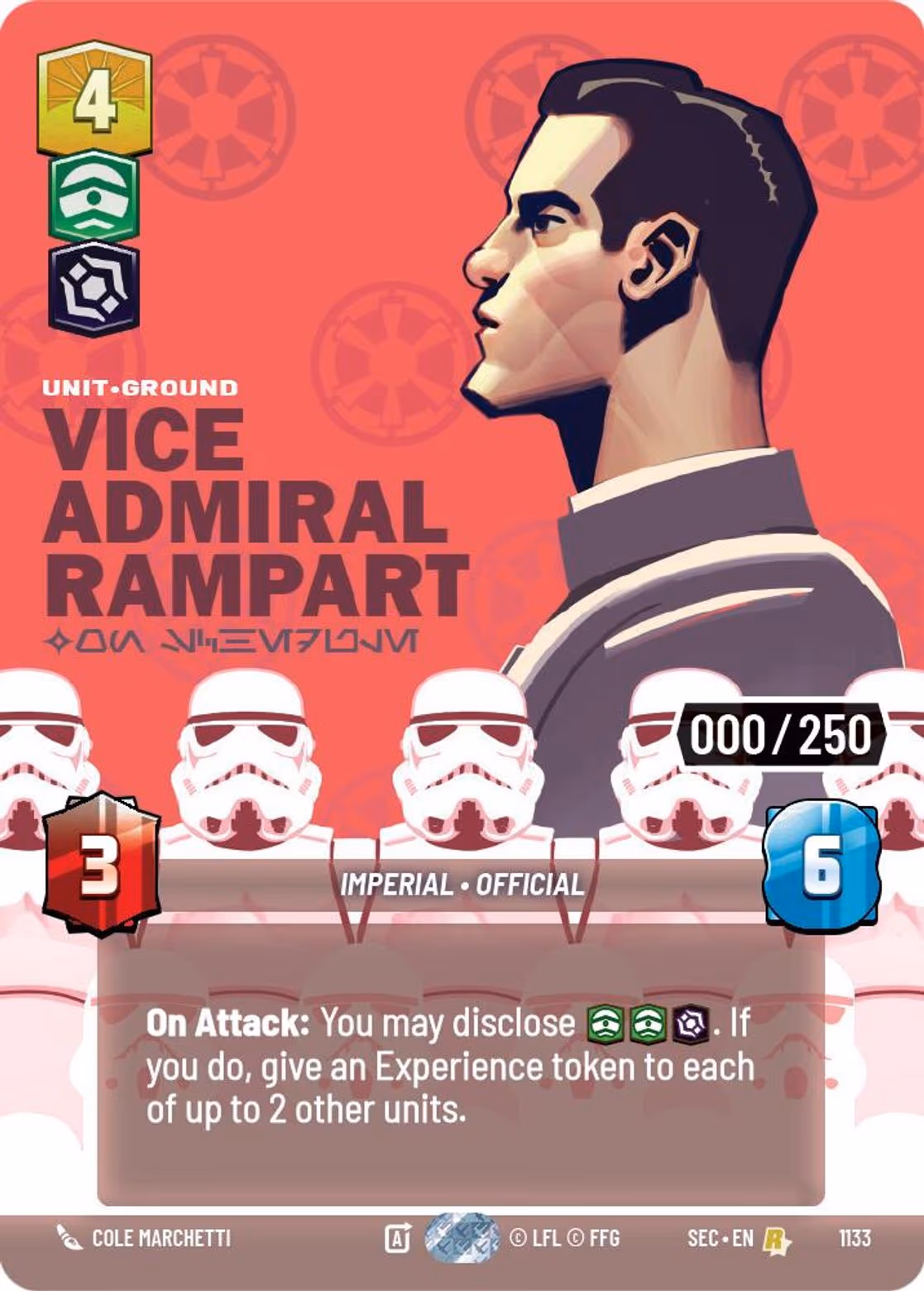 Vice Admiral Rampart - On Schedule SEC-1133 Prestige Serialized Star Wars Unlimited card
