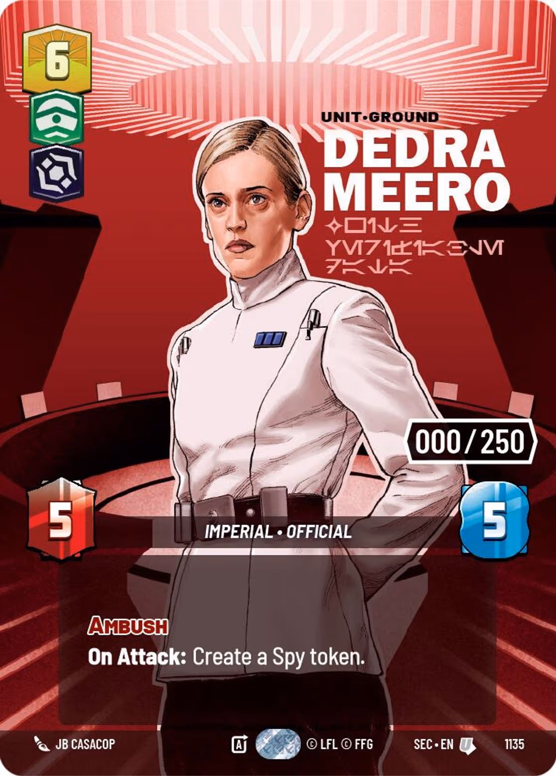 Dedra Meero - With Verifiable Data SEC-1135 Prestige Serialized Star Wars Unlimited card