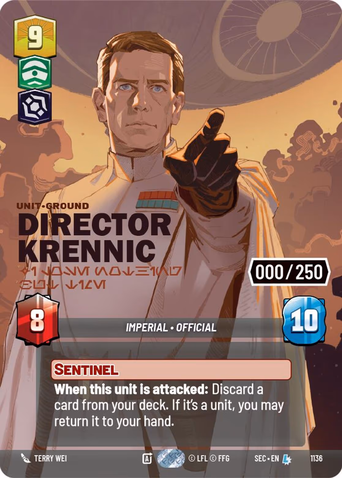 Director Krennic - I Lose Nothing But Time SEC-1136 Prestige Serialized Star Wars Unlimited card