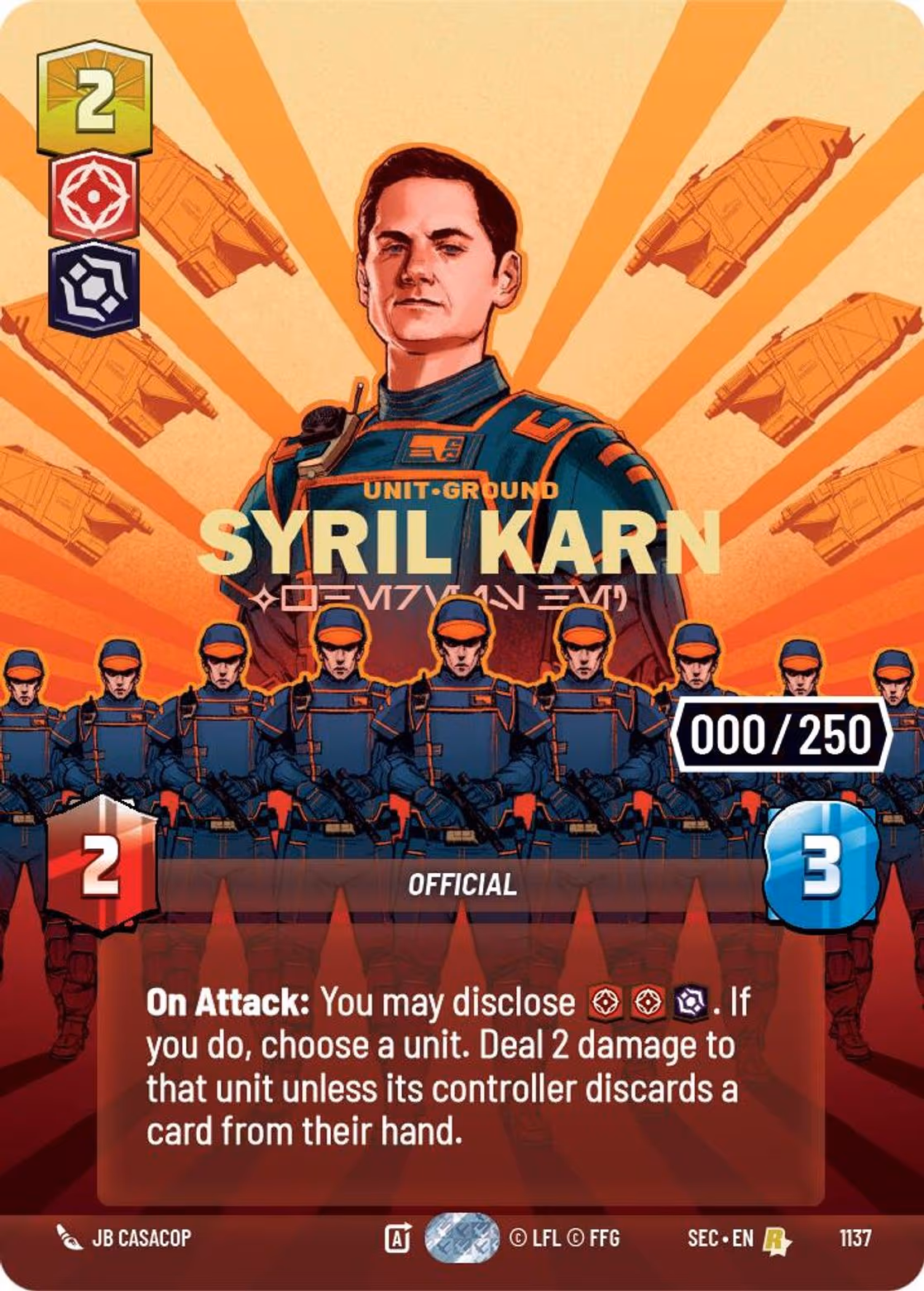 Syril Karn - Where is He? SEC-1137 Prestige Serialized Star Wars Unlimited card