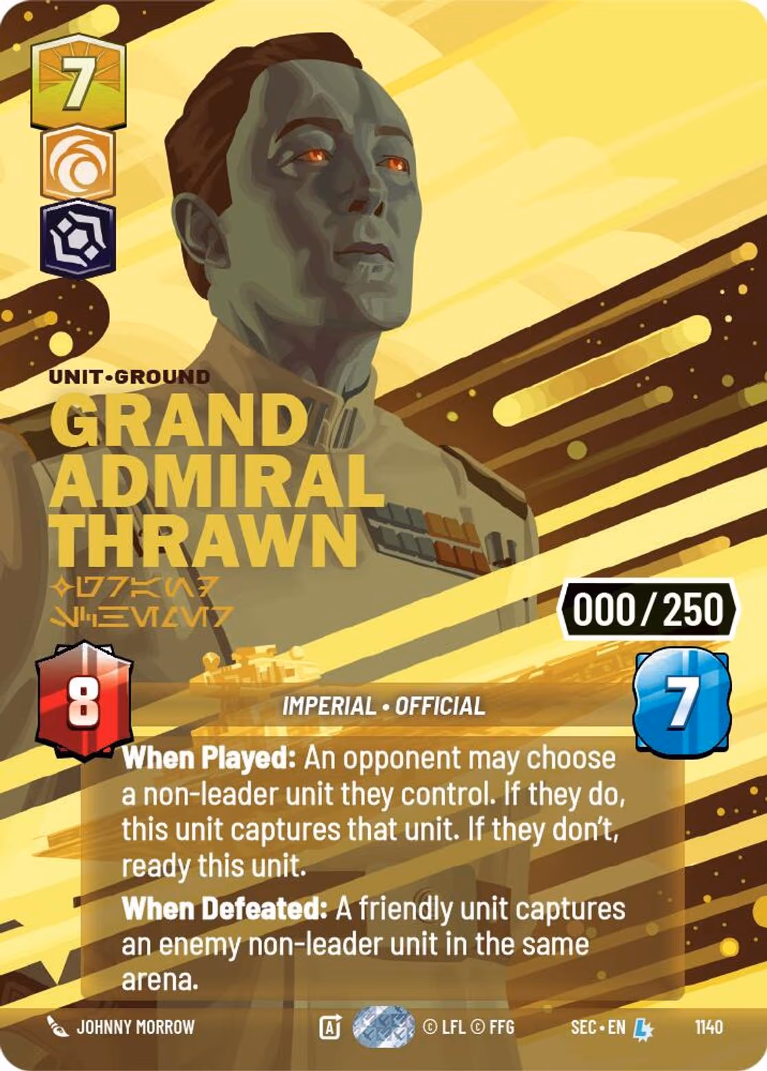 Grand Admiral Thrawn - Grand Schemer SEC-1140 Prestige Serialized Star Wars Unlimited card