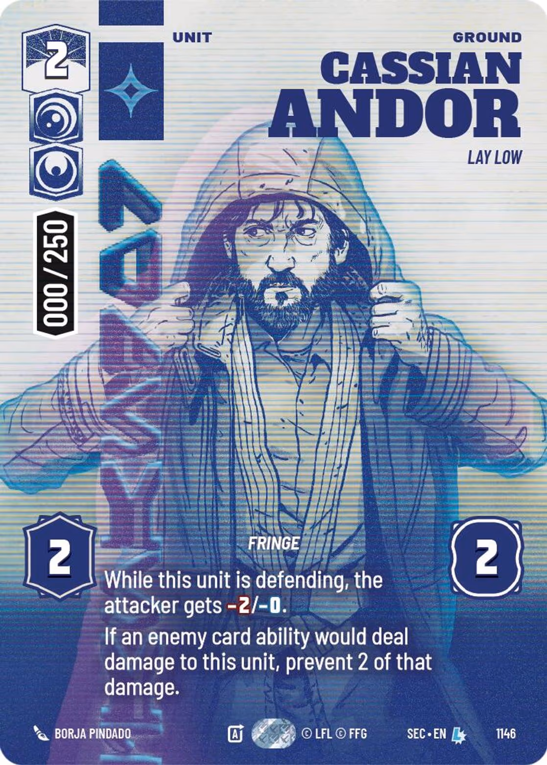 Cassian Andor - Lay Low SEC-1146 Prestige Serialized Star Wars Unlimited card