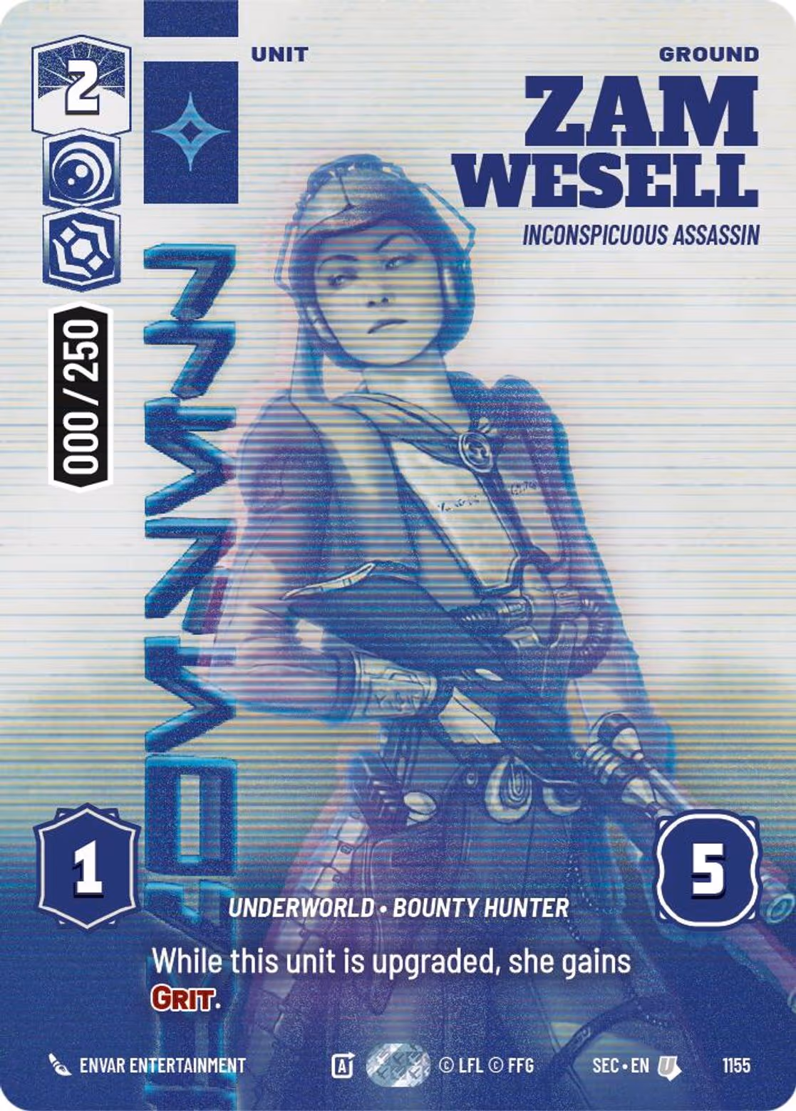 Zam Wesell - Inconspicuous Assassin SEC-1155 Prestige Serialized Star Wars Unlimited card
