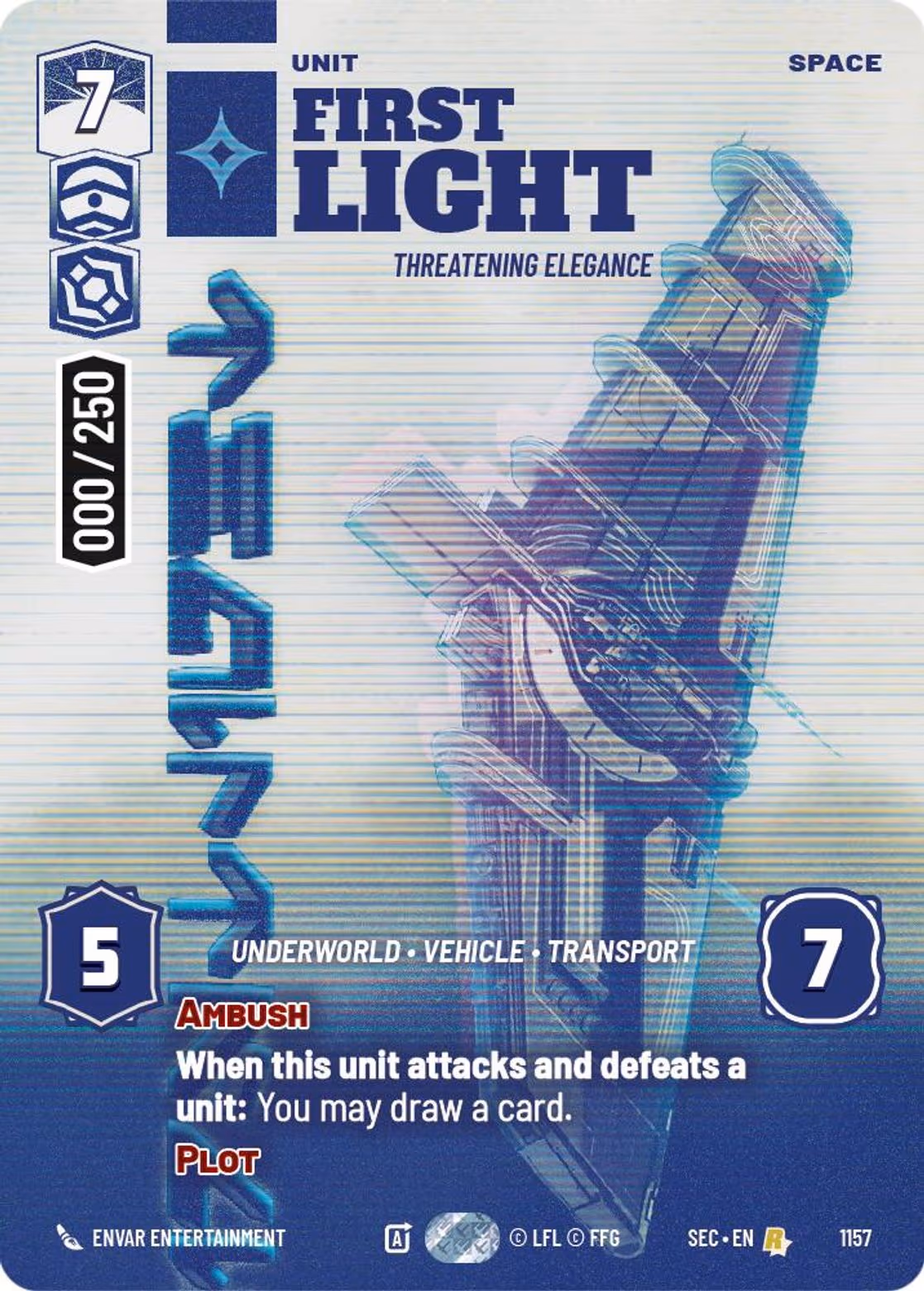 First Light - Threatening Elegance SEC-1157 Prestige Serialized Star Wars Unlimited card
