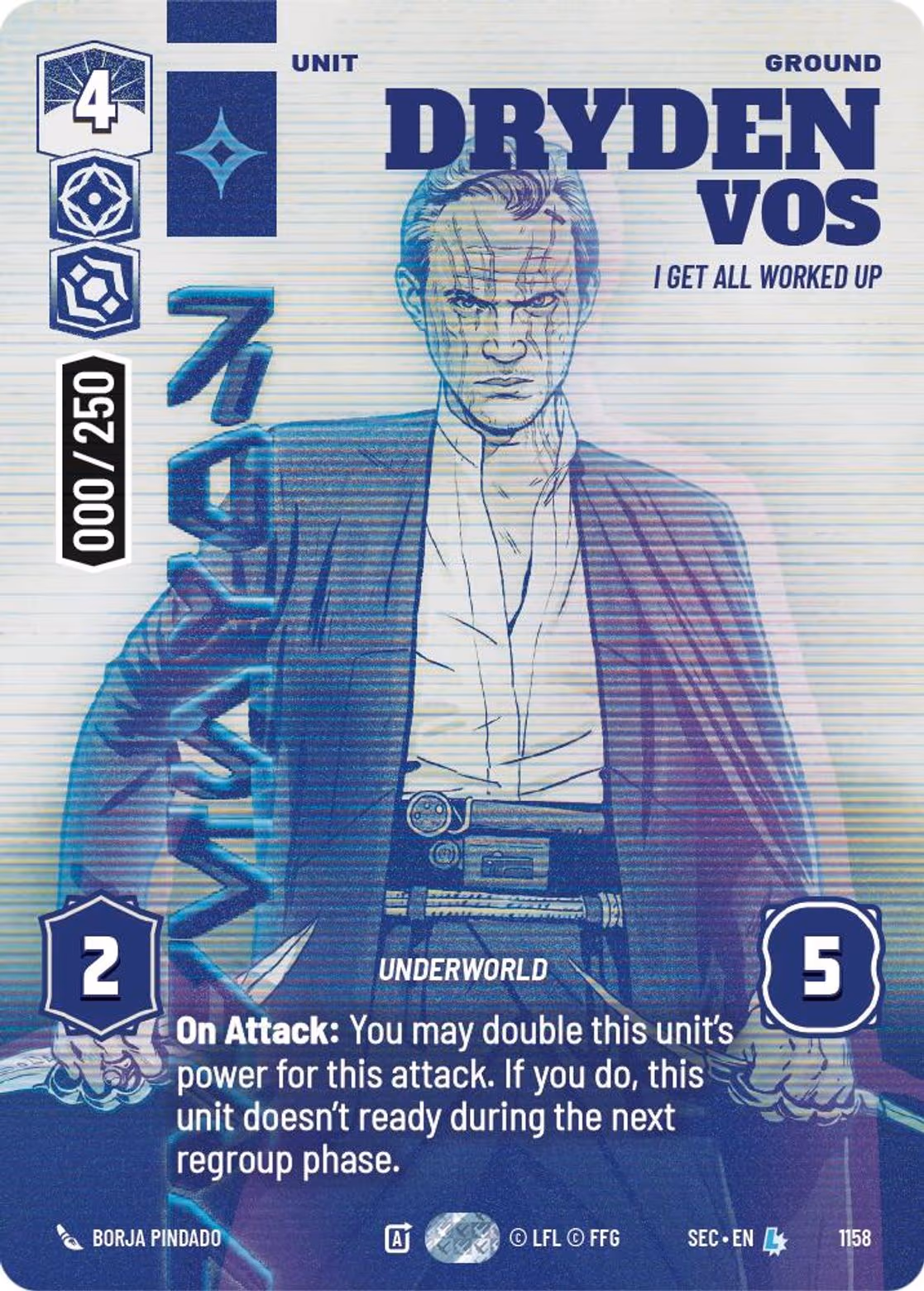 Dryden Vos - I Get All Worked Up SEC-1158 Prestige Serialized Star Wars Unlimited card