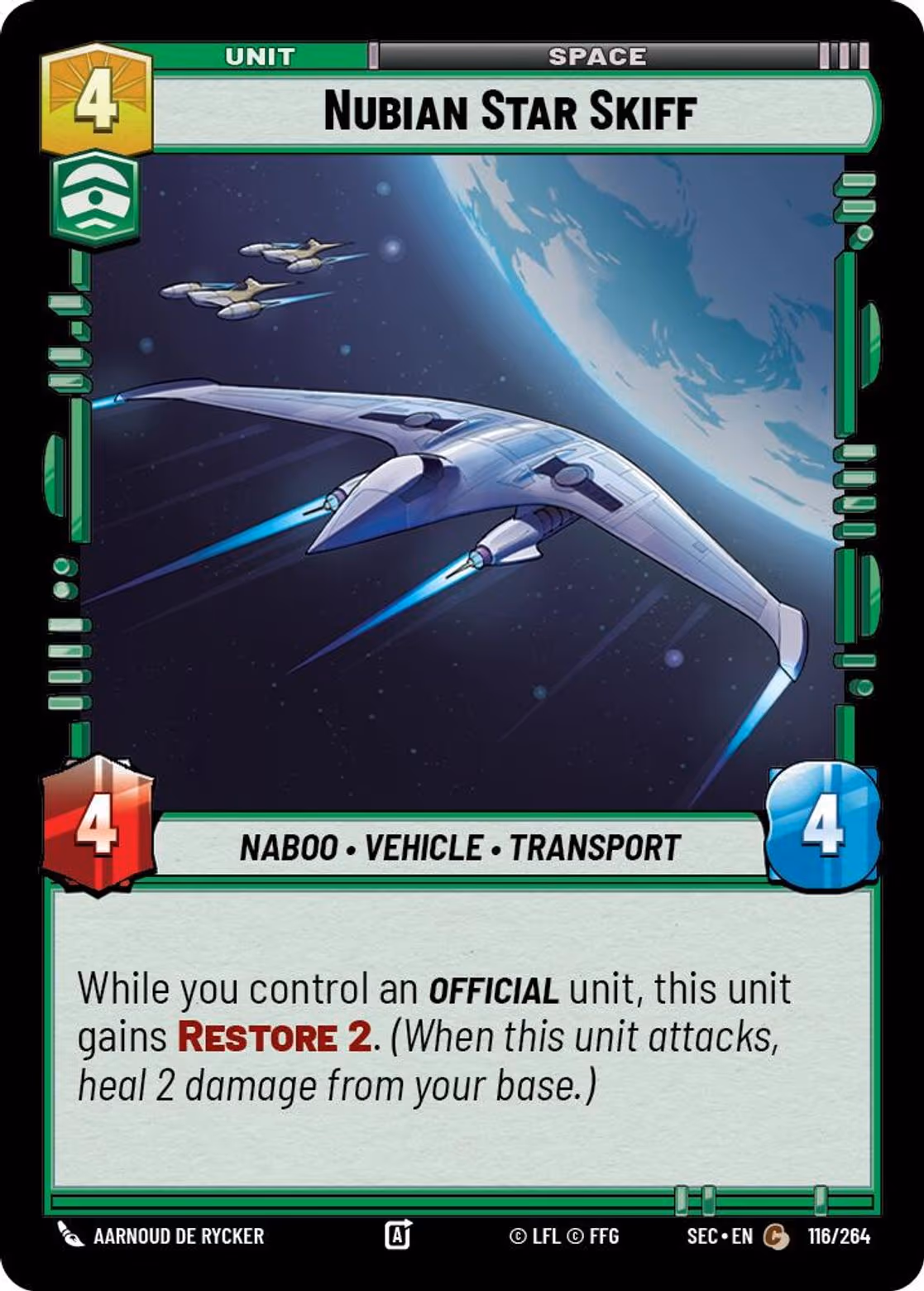 Nubian Star Skiff SEC-116 Star Wars Unlimited card