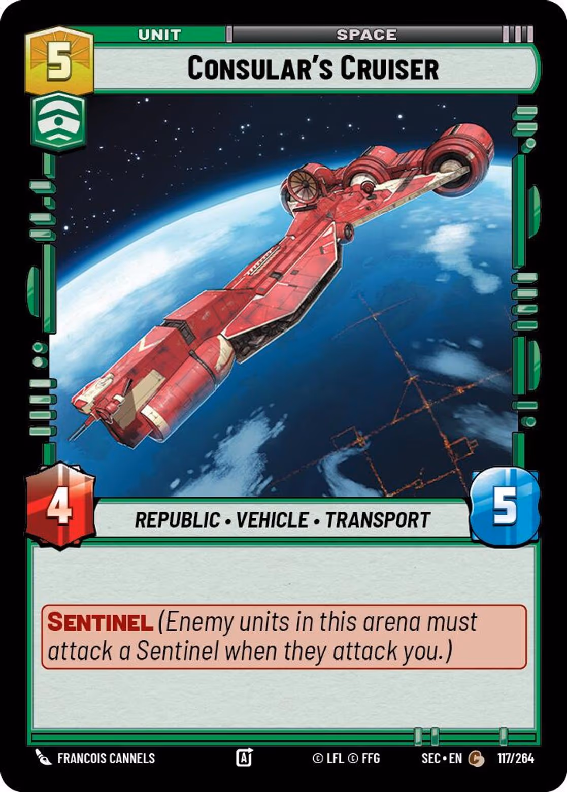 Consular's Cruiser SEC-117 Star Wars Unlimited card