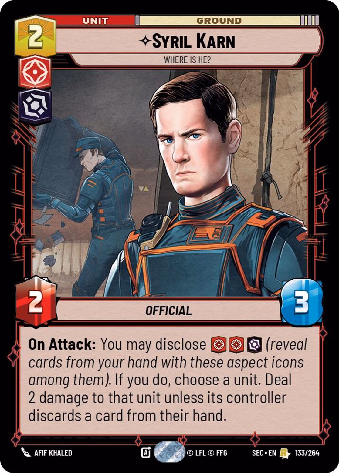 Syril Karn - Where is He? SEC-133 Star Wars Unlimited card