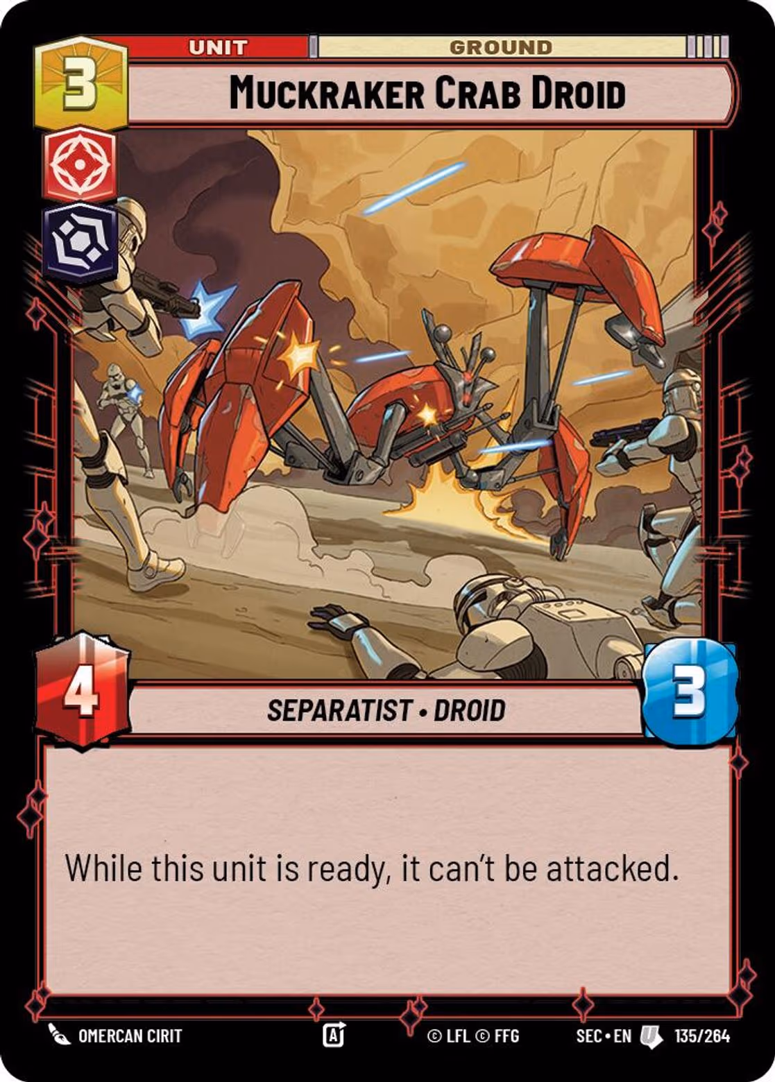 Muckraker Crab Droid SEC-135 Star Wars Unlimited card