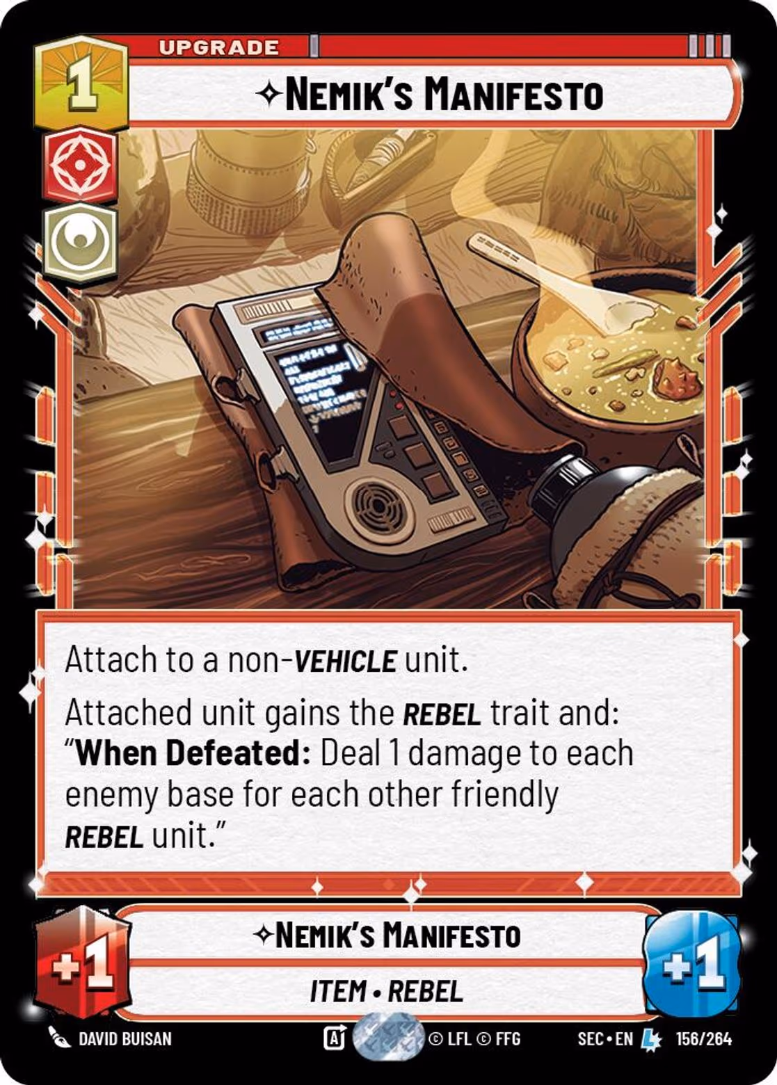 Nemik's Manifesto SEC-156 Star Wars Unlimited card