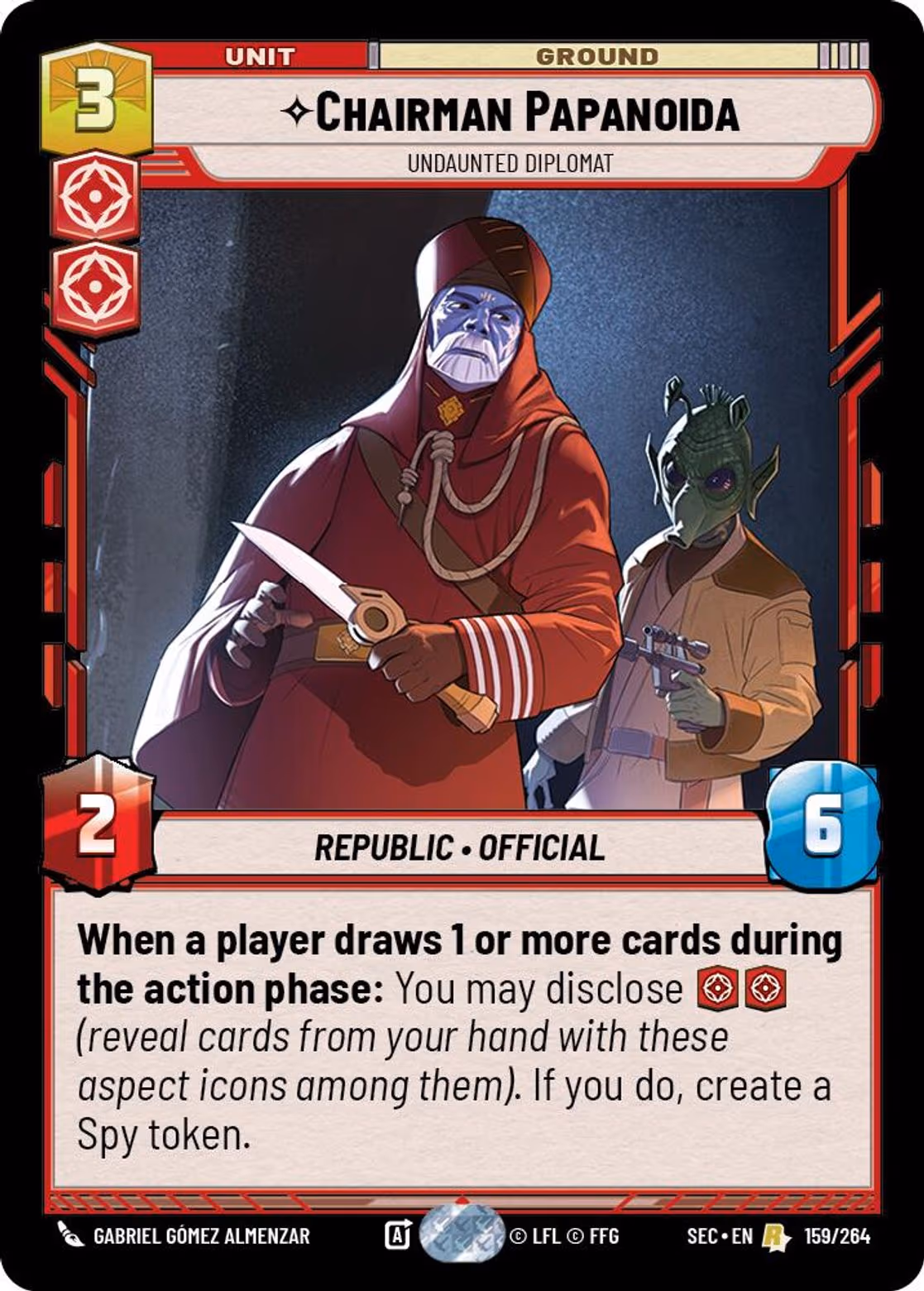 Chairman Papanoida - Undaunted Diplomat SEC-159 Star Wars Unlimited card
