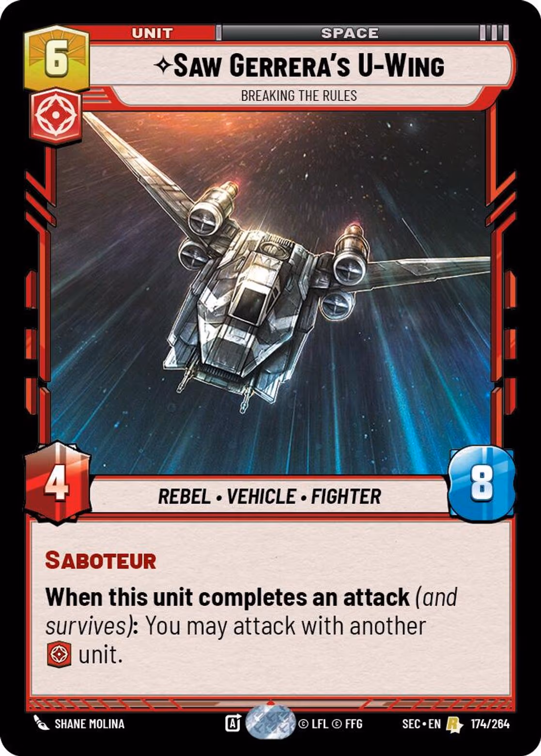 Saw Gerrera's U-Wing - Breaking the Rules SEC-174 Star Wars Unlimited card