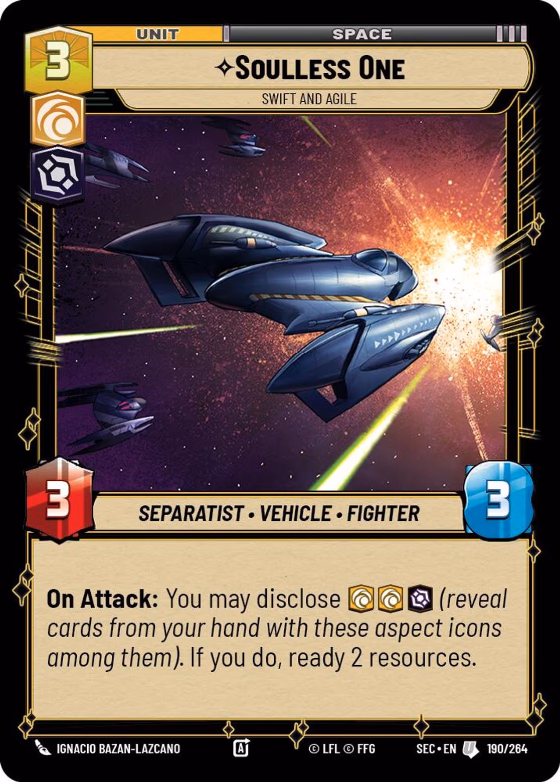 Soulless One - Swift and Agile SEC-190 Star Wars Unlimited card