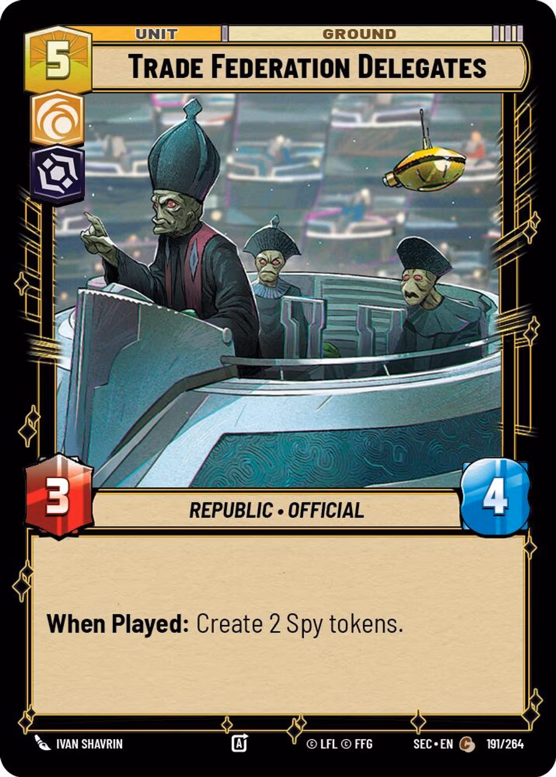 Trade Federation Delegates SEC-191 Star Wars Unlimited card