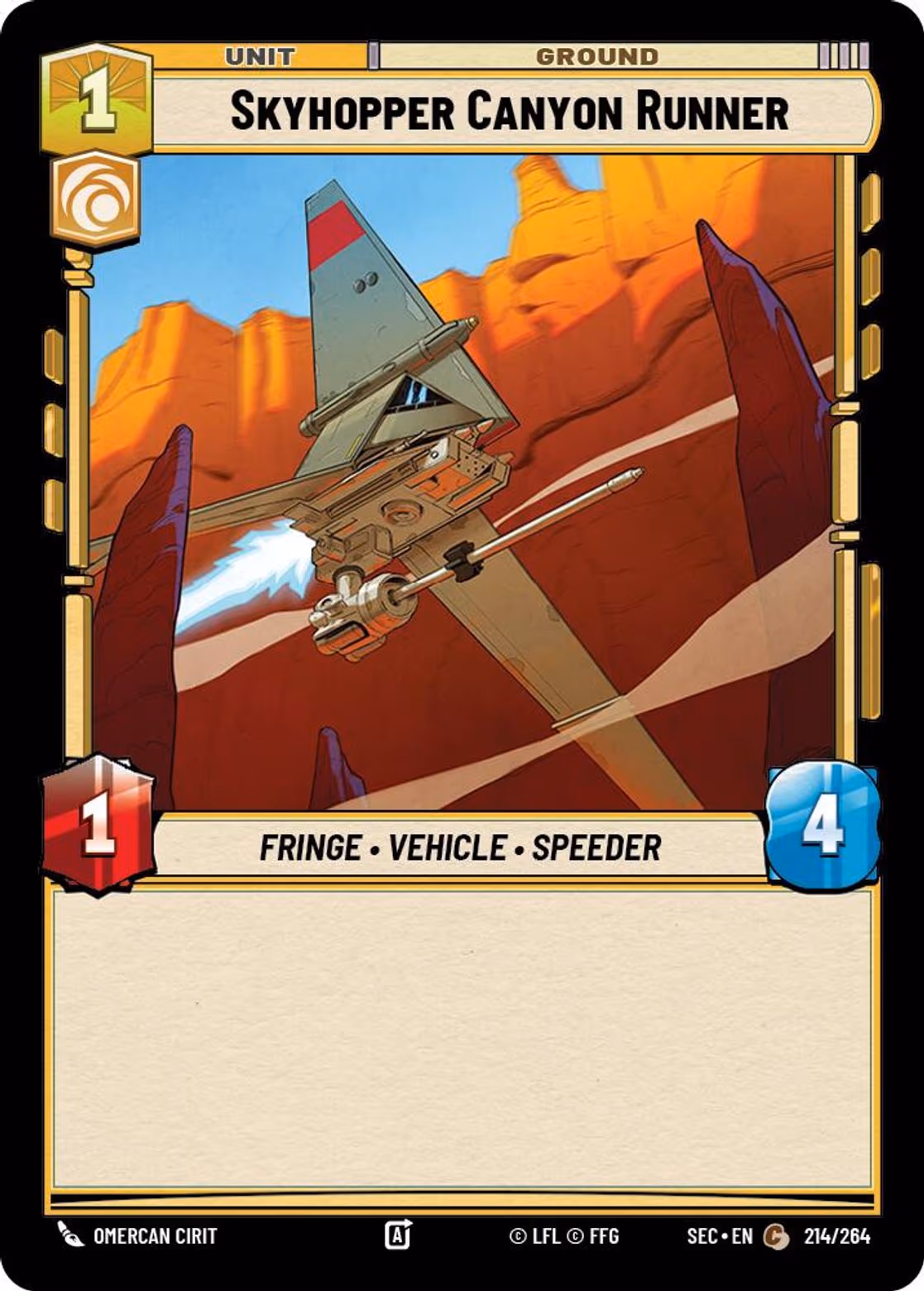 Skyhopper Canyon Runner SEC-214 Star Wars Unlimited card