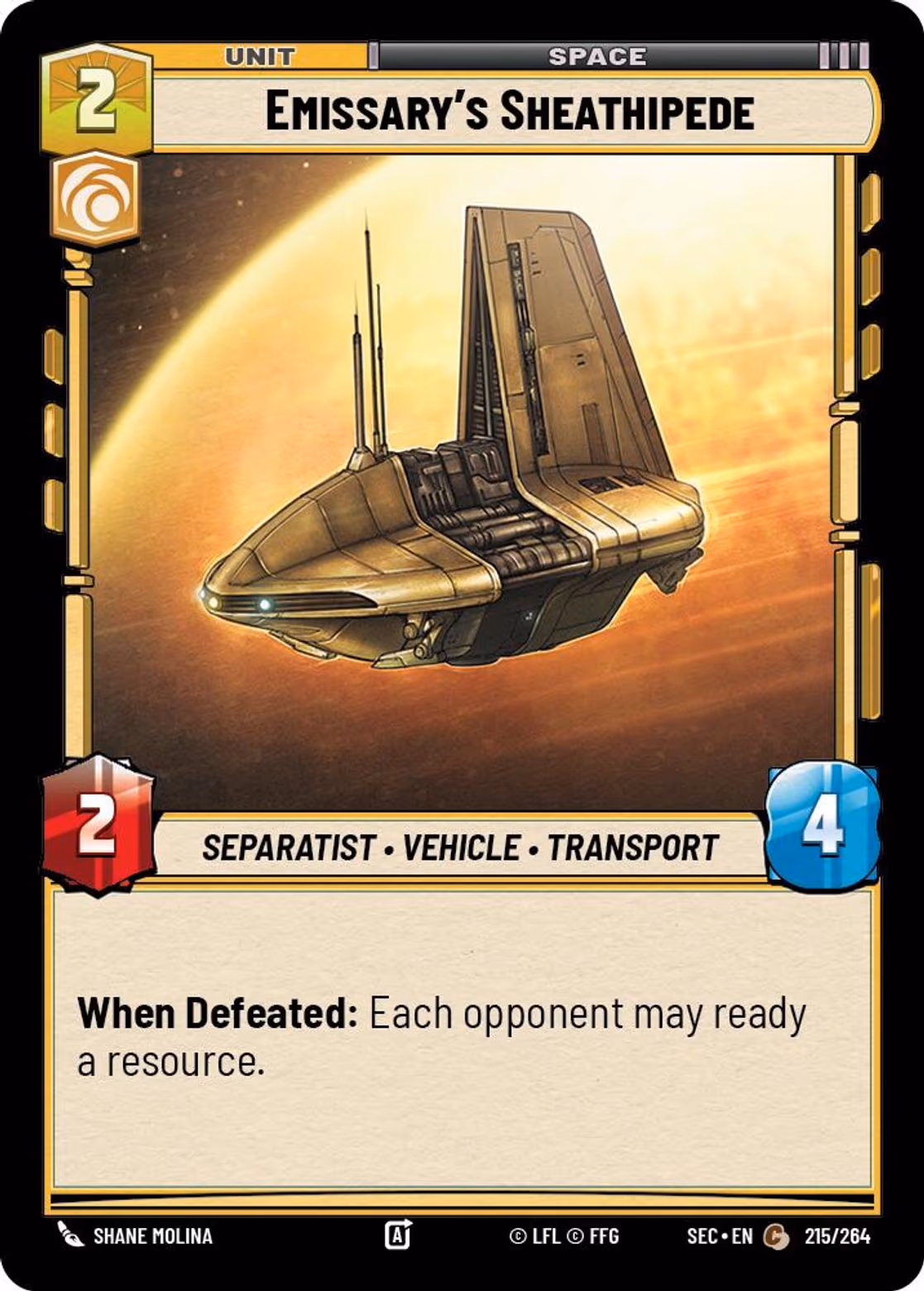 Emissary's Sheathipede SEC-215 Star Wars Unlimited card