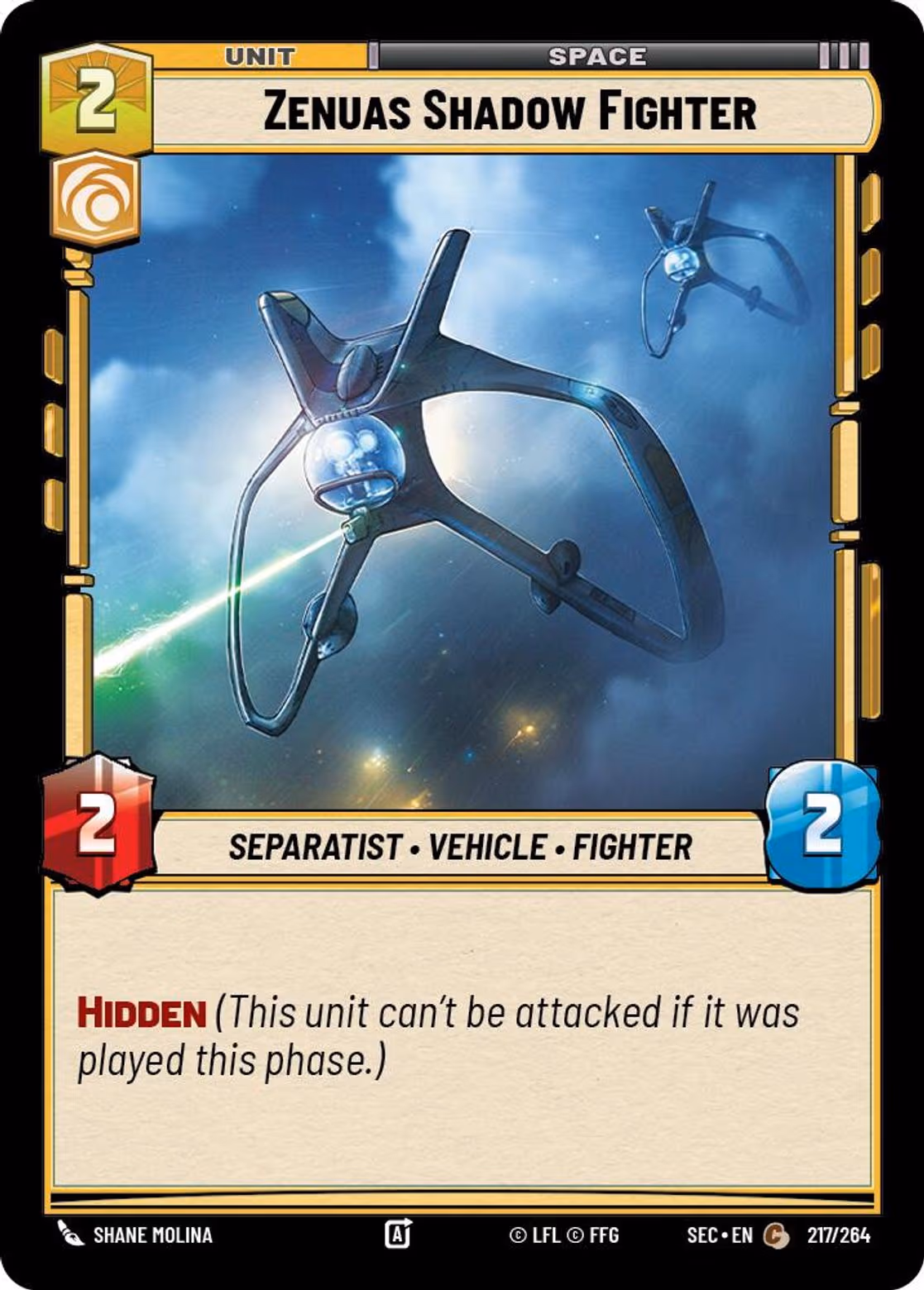 Zenuas Shadow Fighter SEC-217 Star Wars Unlimited card