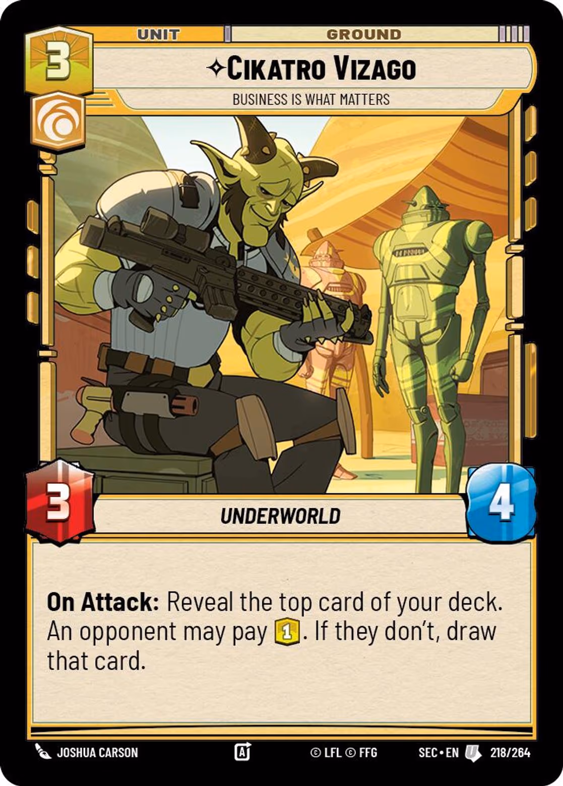 Cikatro Vizago - Business is What Matters SEC-218 Star Wars Unlimited card