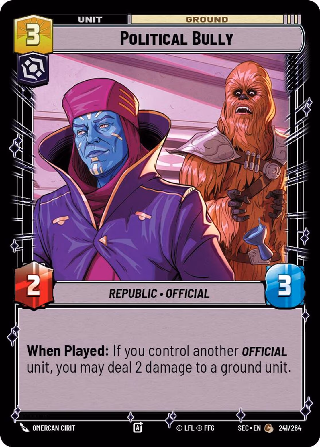 Political Bully SEC-241 Star Wars Unlimited card