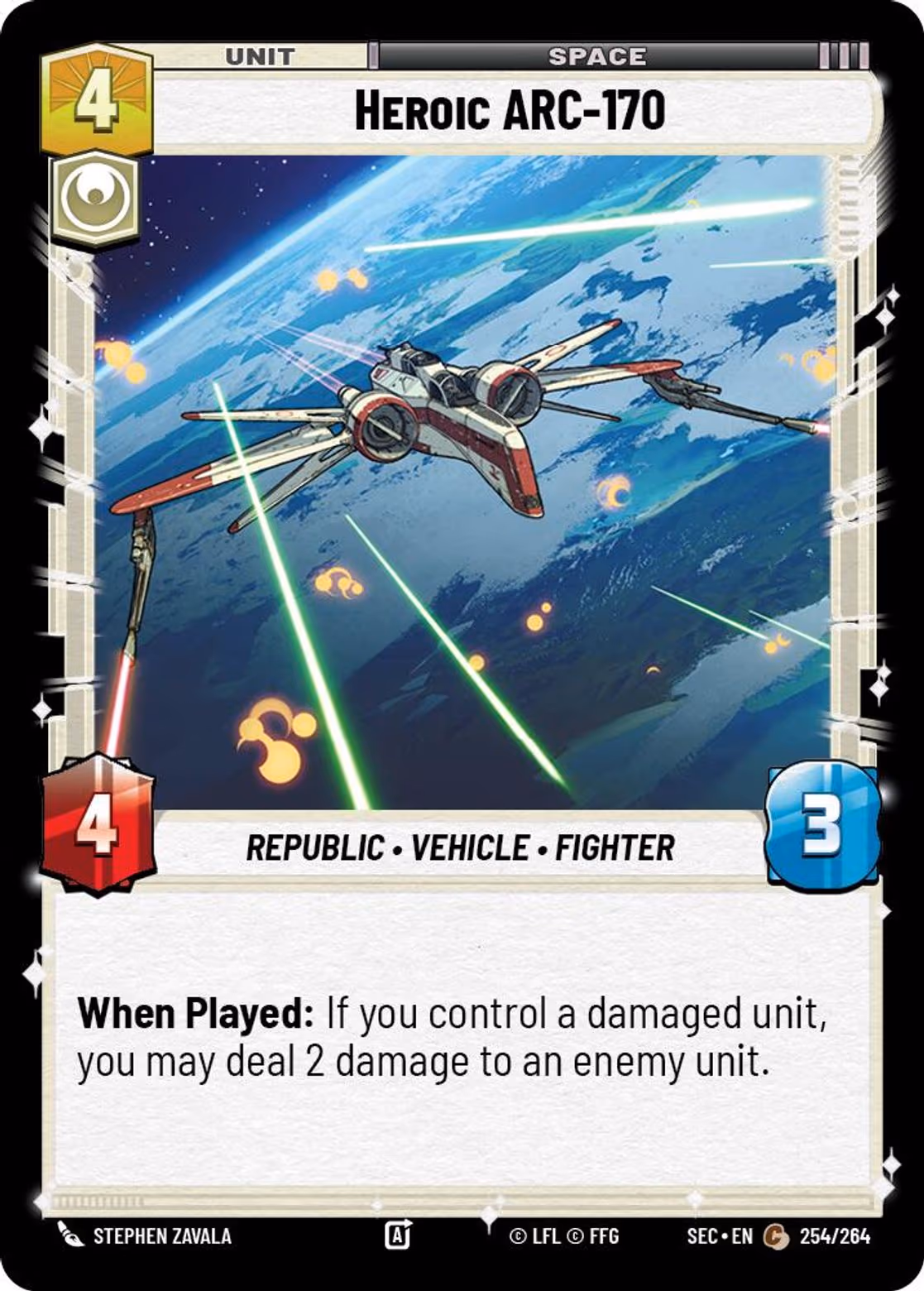 Heroic ARC-170 SEC-254 Star Wars Unlimited card