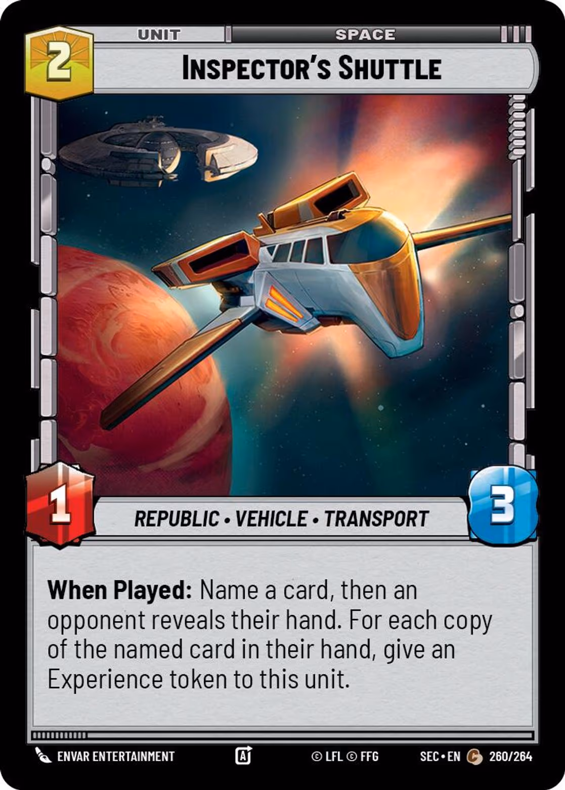 Inspector's Shuttle SEC-260 Star Wars Unlimited card