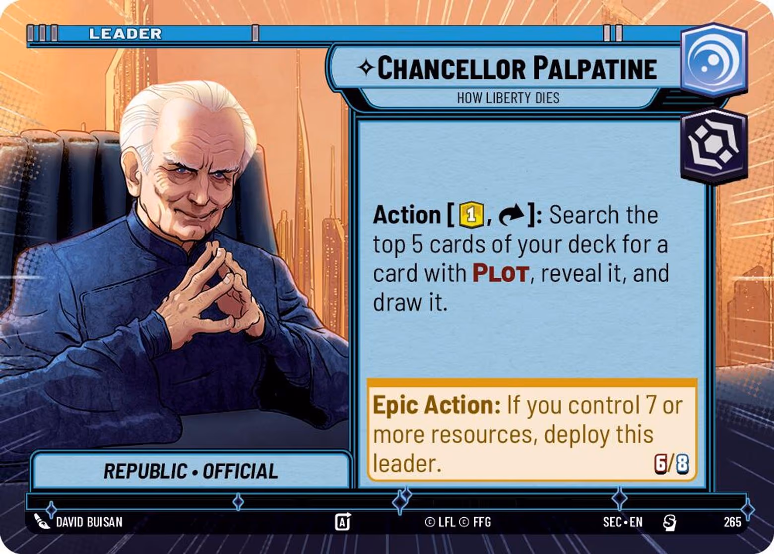Chancellor Palpatine - How Liberty Dies SEC-265 Hyperspace Star Wars Unlimited card