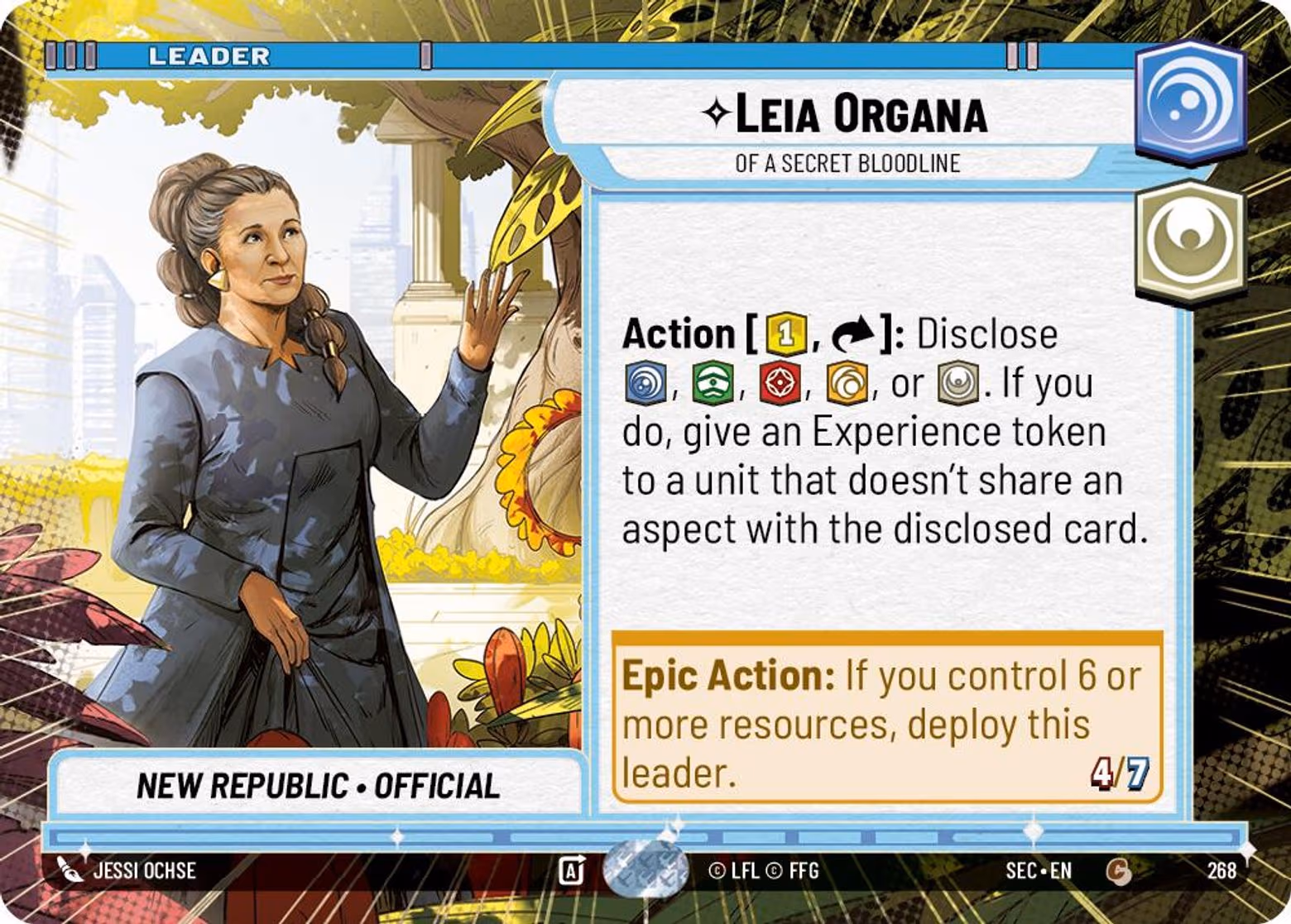 Leia Organa - Of A Secret Bloodline SEC-268 Hyperspace Star Wars Unlimited card