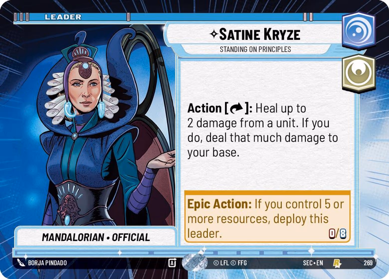 Satine Kryze - Standing on Principles SEC-269 Hyperspace Star Wars Unlimited card