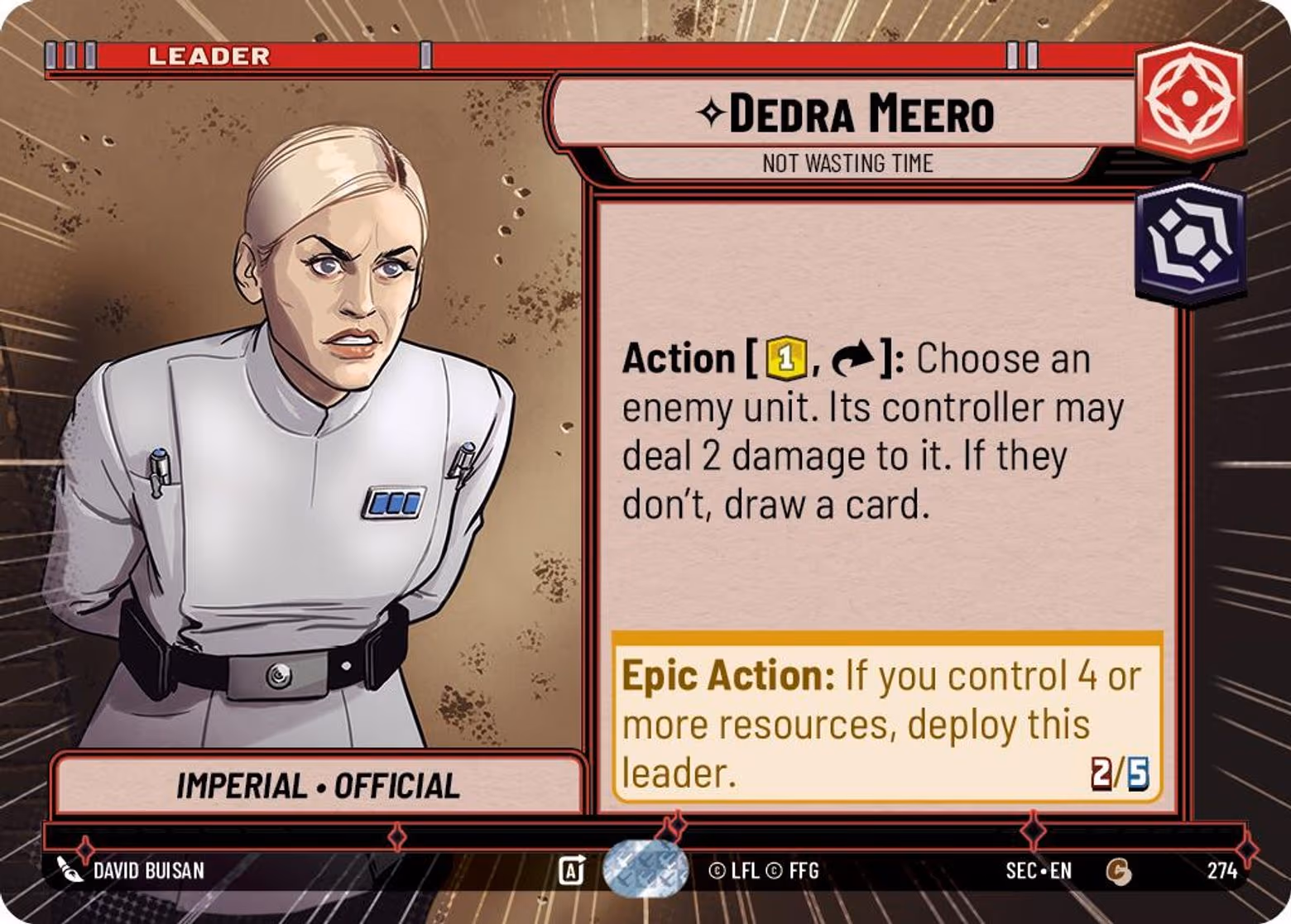 Dedra Meero - Not Wasting Time SEC-274 Hyperspace Star Wars Unlimited card