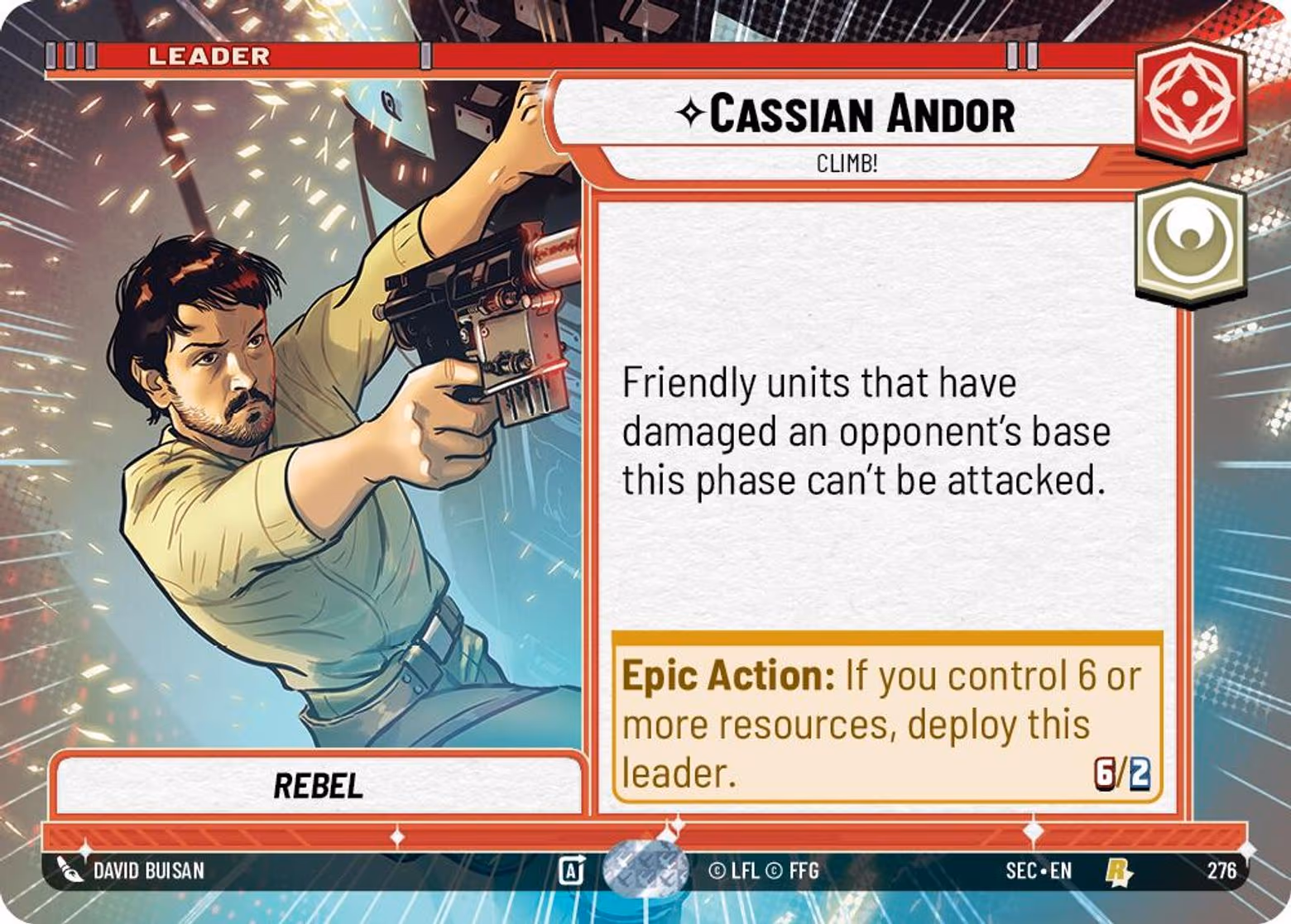 Cassian Andor - Climb! SEC-276 Hyperspace Star Wars Unlimited card